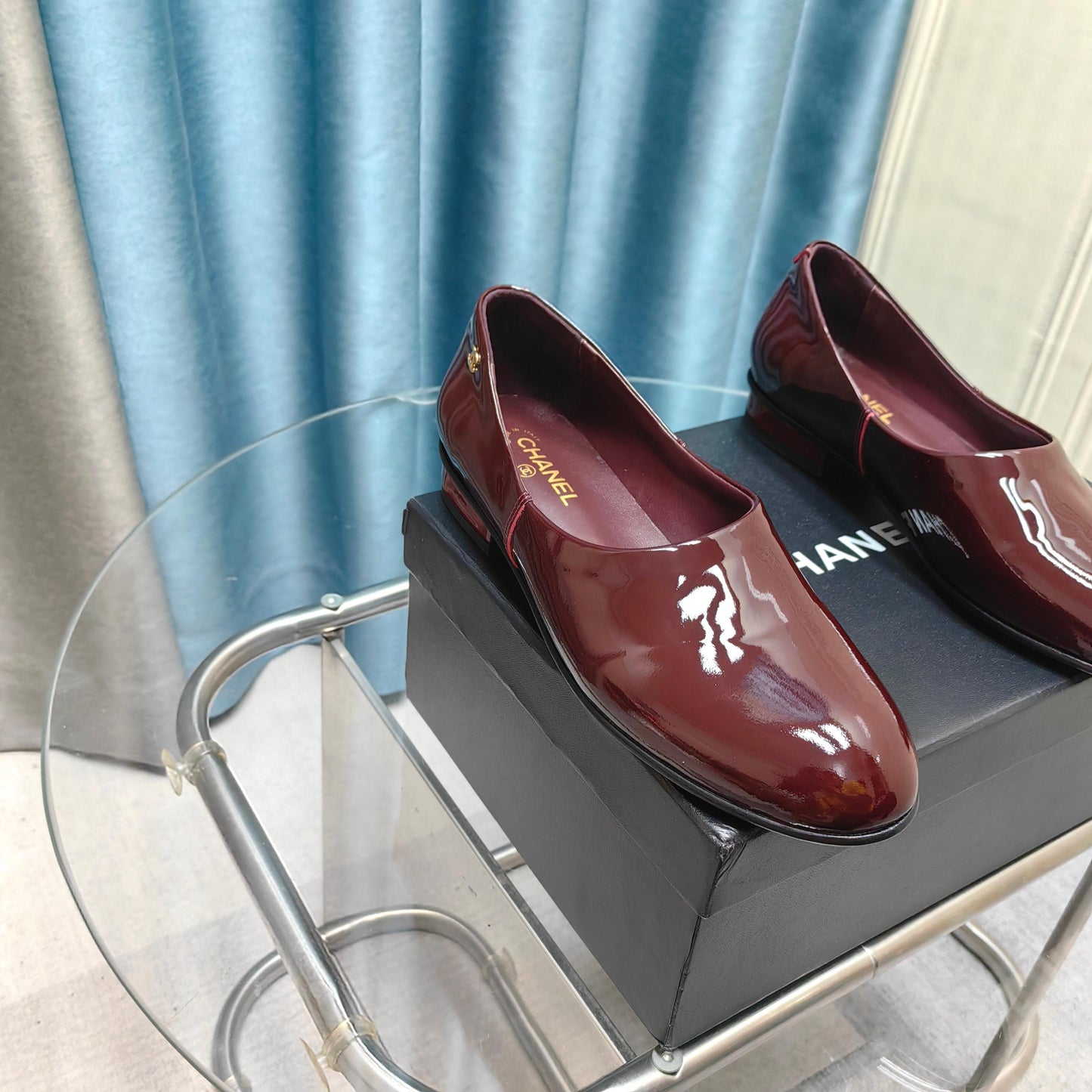 CHANEL 25C Loafer Burgundy Patent Calfskin