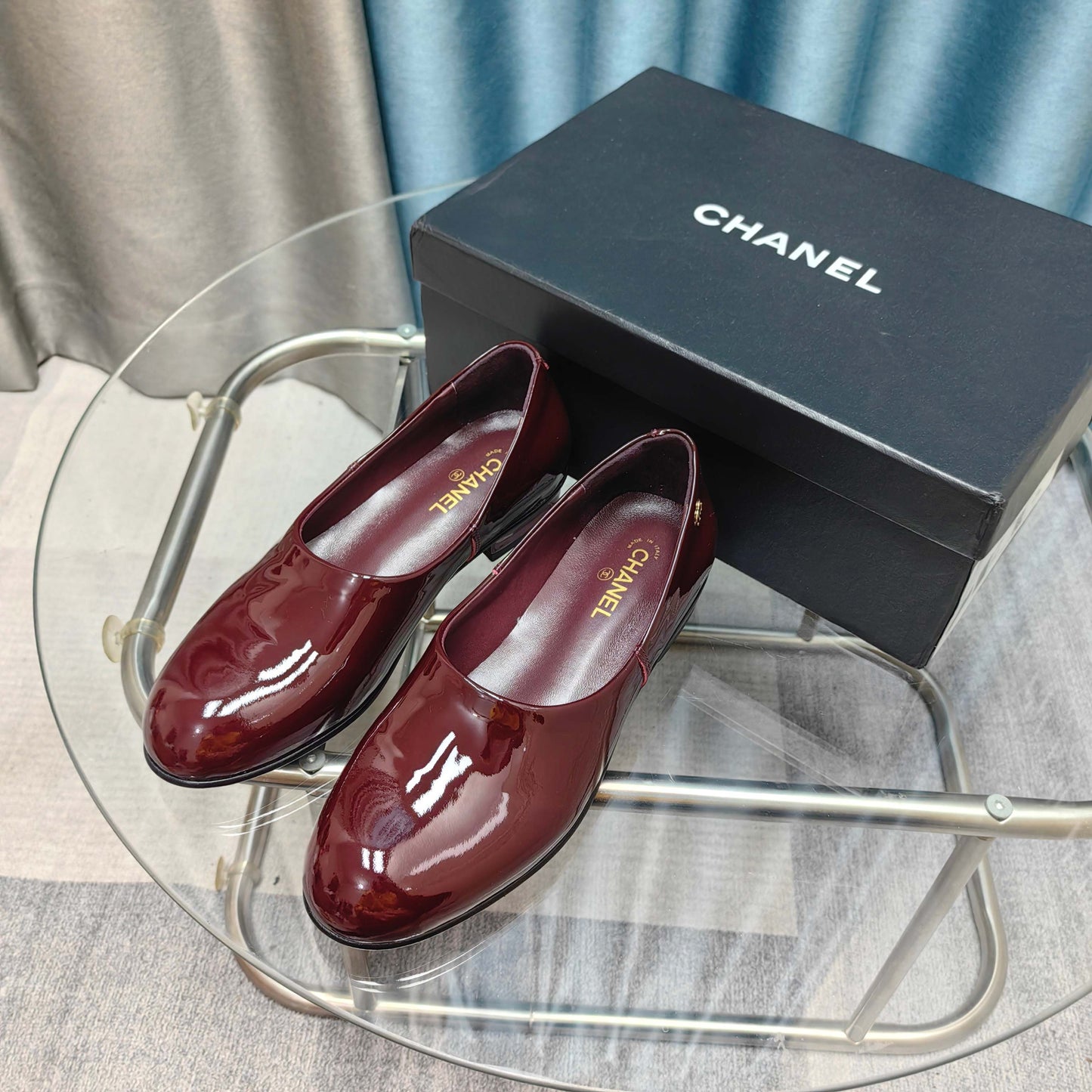 CHANEL 25C Loafer Burgundy Patent Calfskin