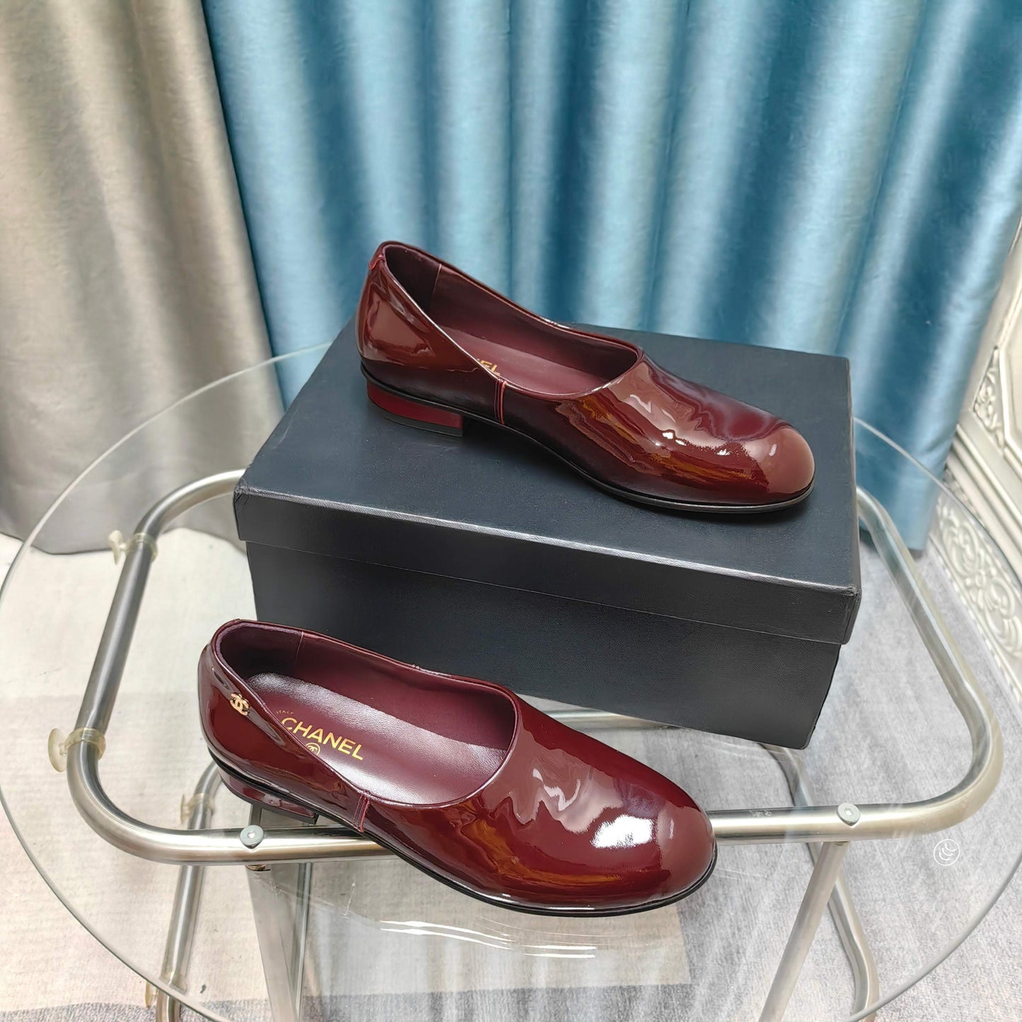 CHANEL 25C Loafer Burgundy Patent Calfskin
