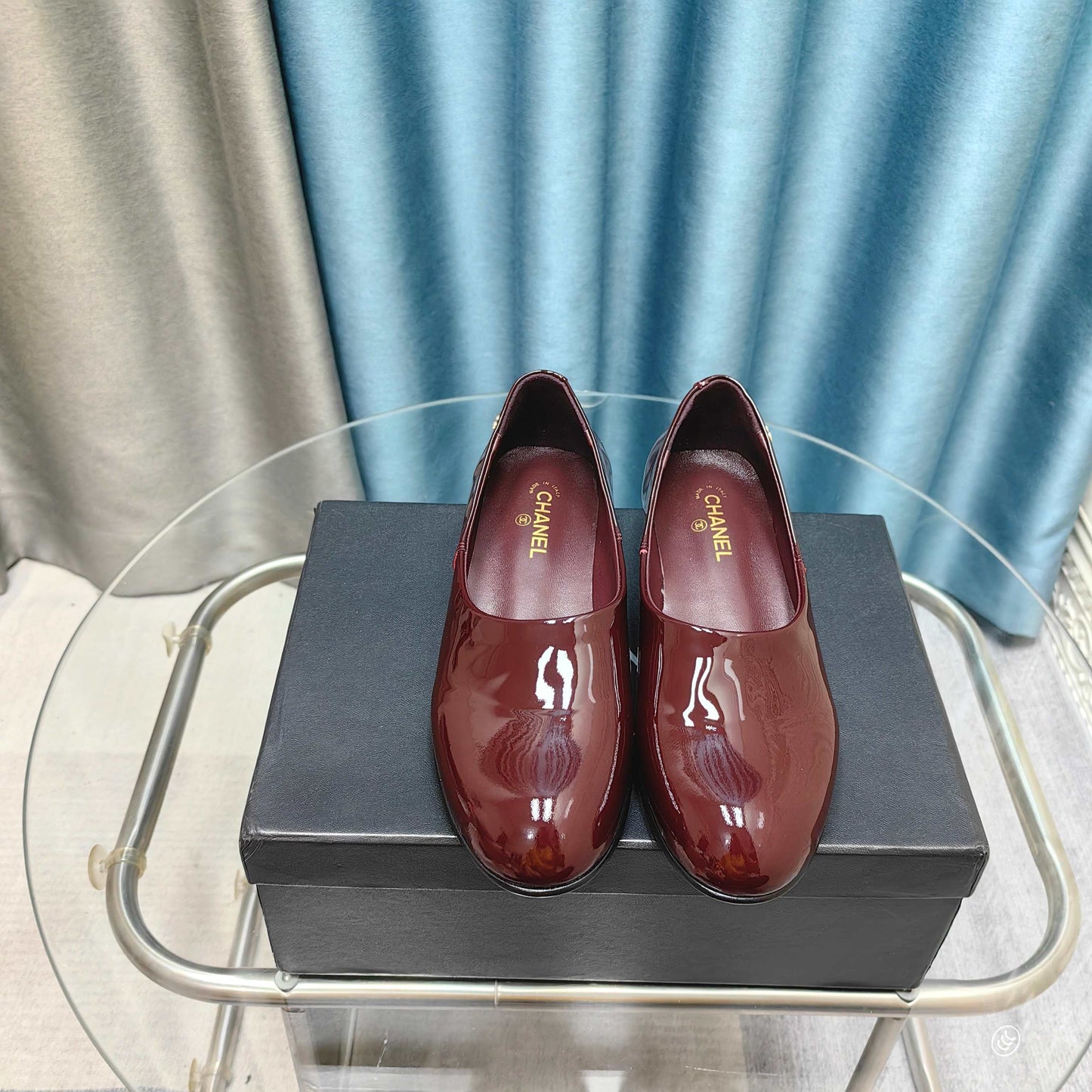 CHANEL 25C Loafer Burgundy Patent Calfskin