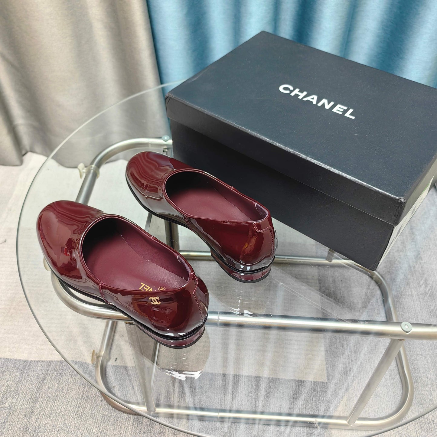 CHANEL 25C Loafer Burgundy Patent Calfskin