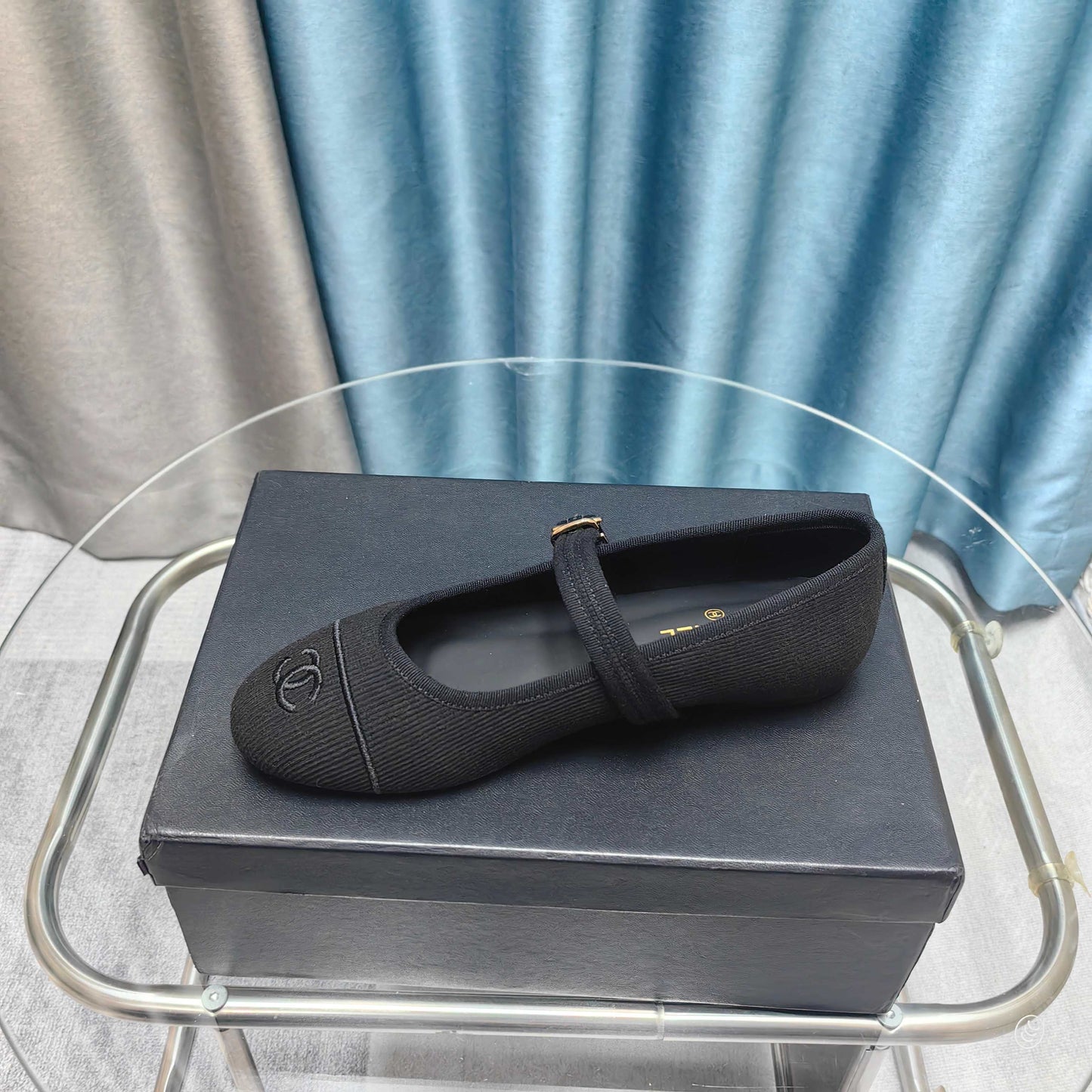 CHANEL 25C Marry Janes Black Fabric