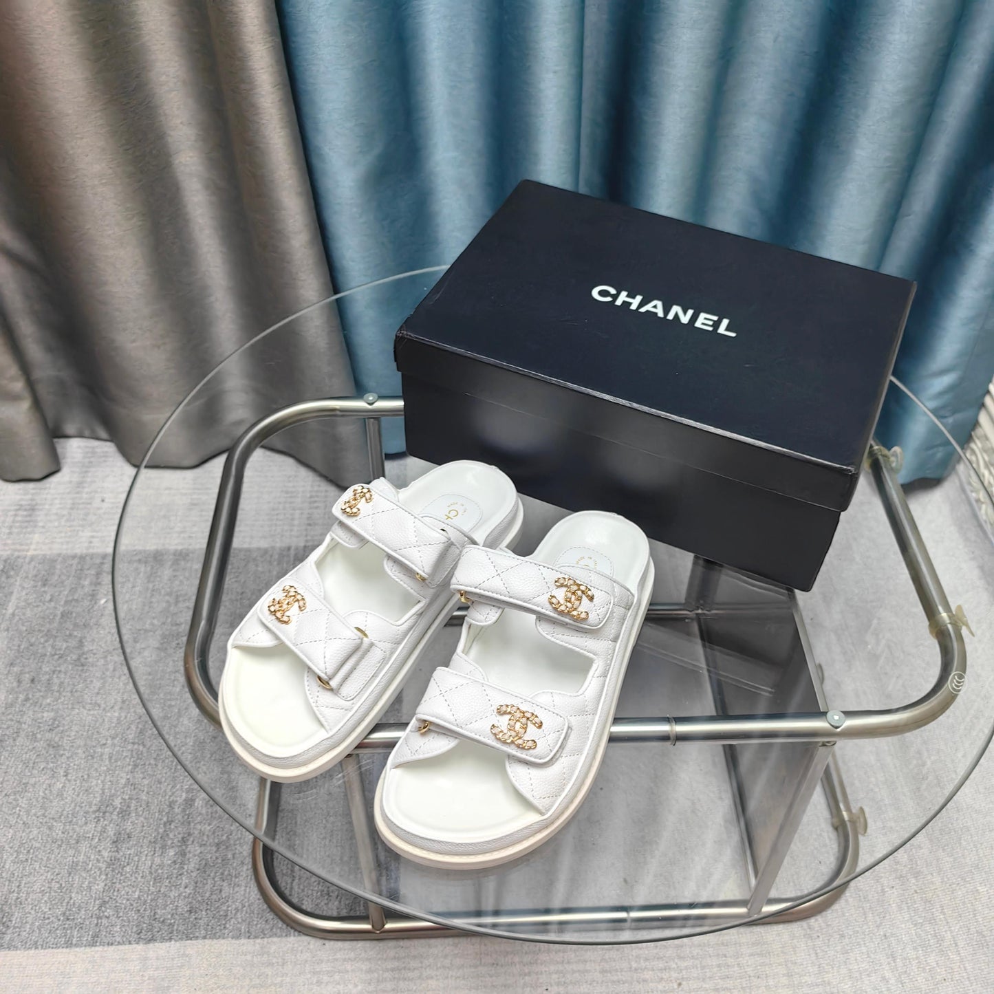 CHANEL 25C Dad Mule White Grained Calfskin