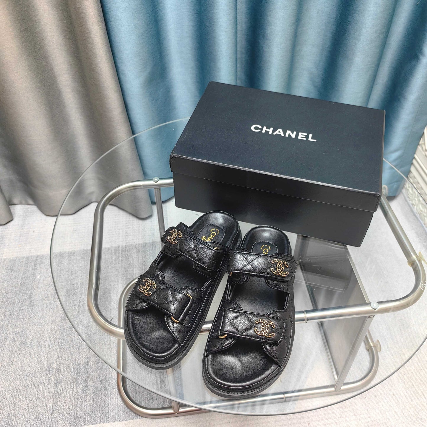 CHANEL 25C Dad Mule Black Grained Calfskin