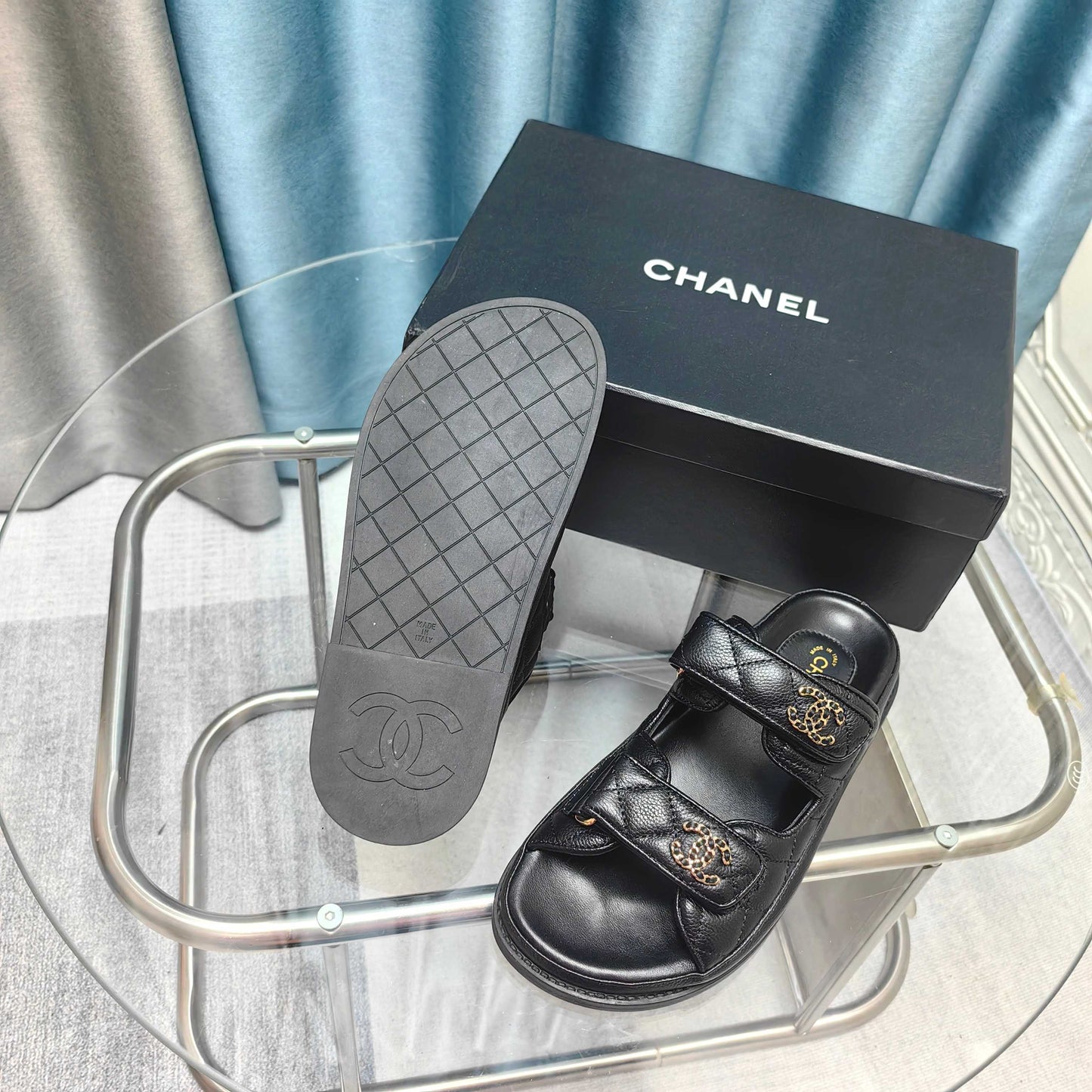 CHANEL 25C Dad Mule Black Grained Calfskin