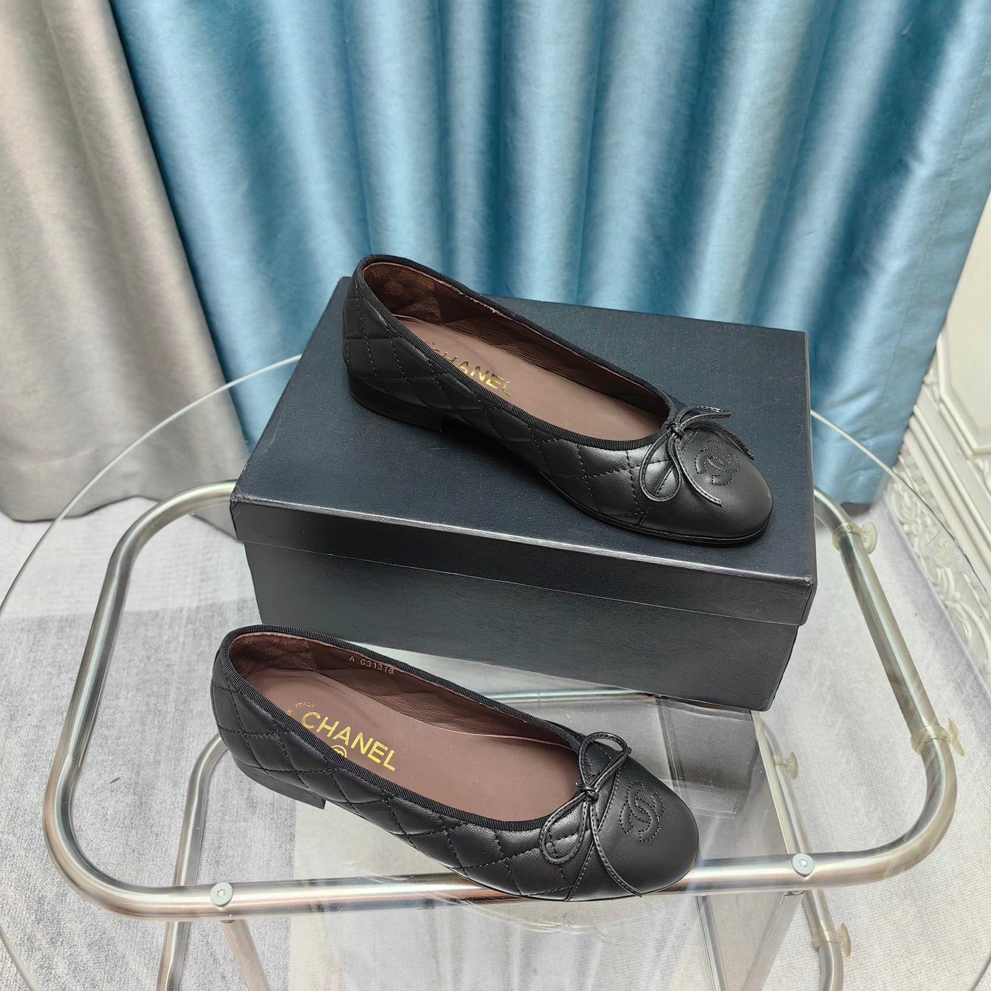 CHANEL 25P Ballet Flat Black Chocolate Calfskin