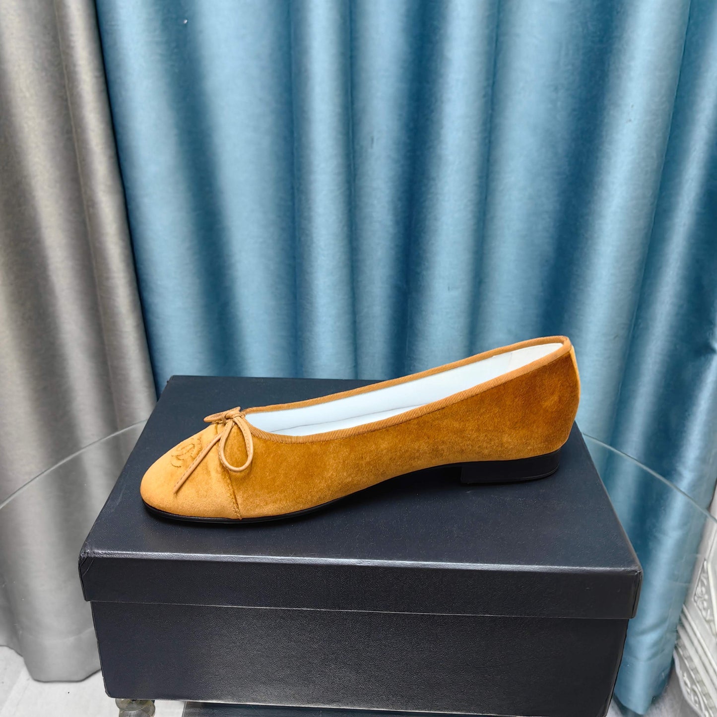 CHANEL 25P Ballet Flat Brown Velvet