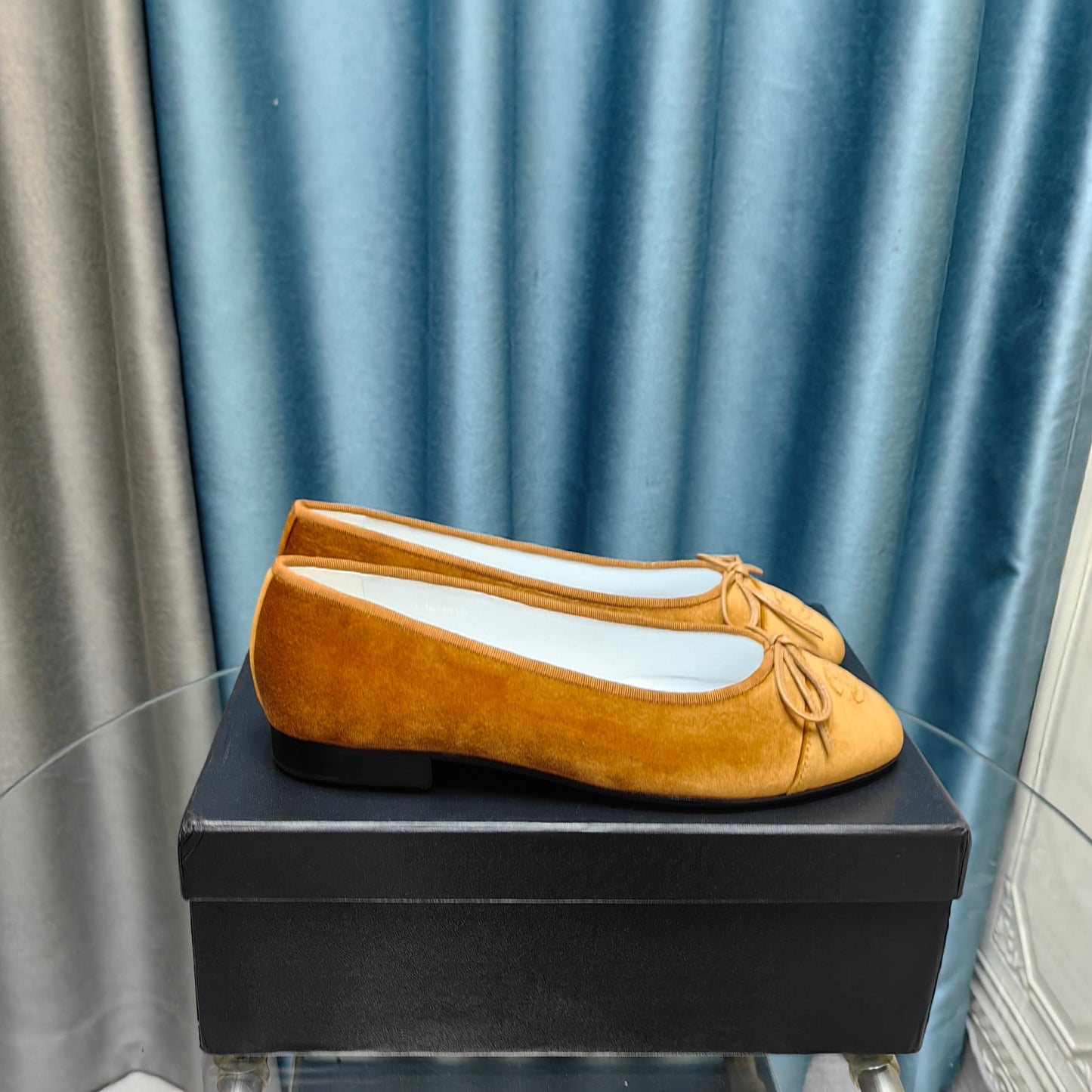 CHANEL 25P Ballet Flat Brown Velvet