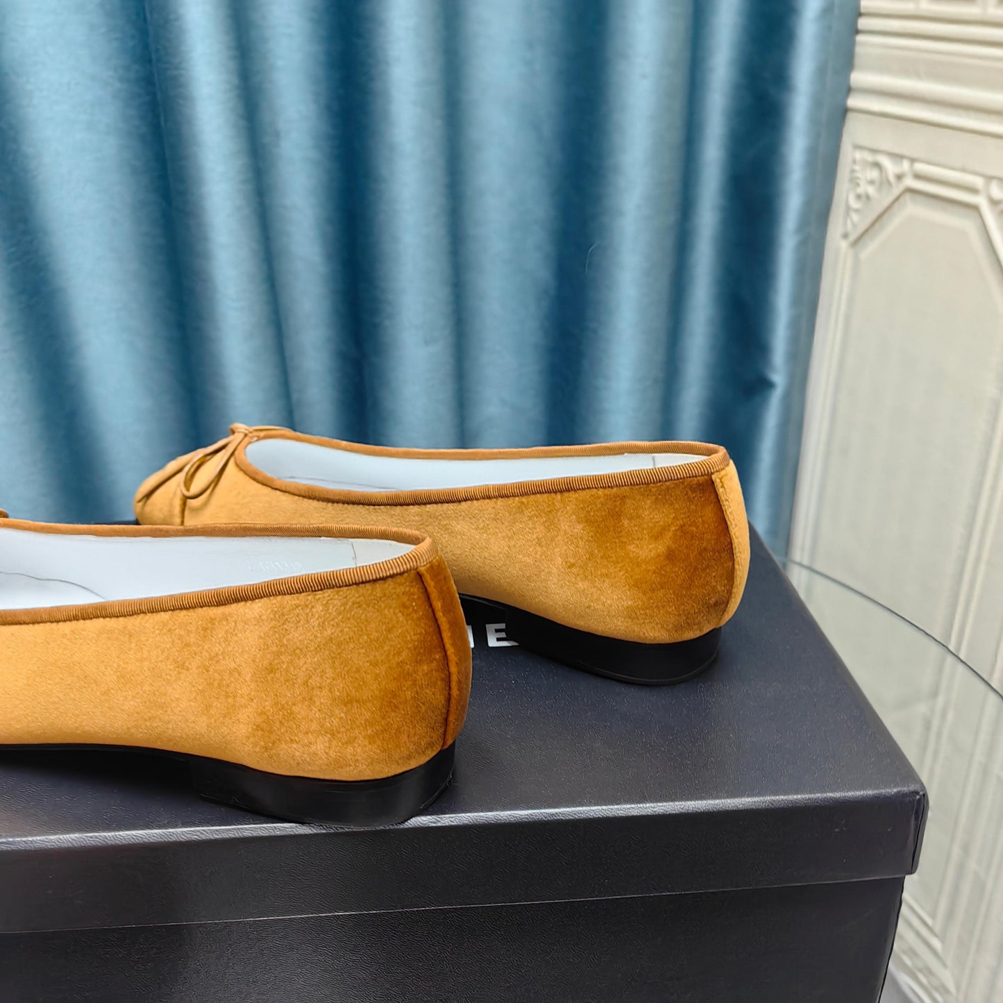 CHANEL 25P Ballet Flat Brown Velvet