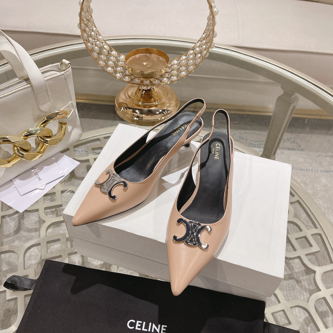 Celine HIGH SLINGBACK 5 CM IN SEPIA TAN CALFSKIN