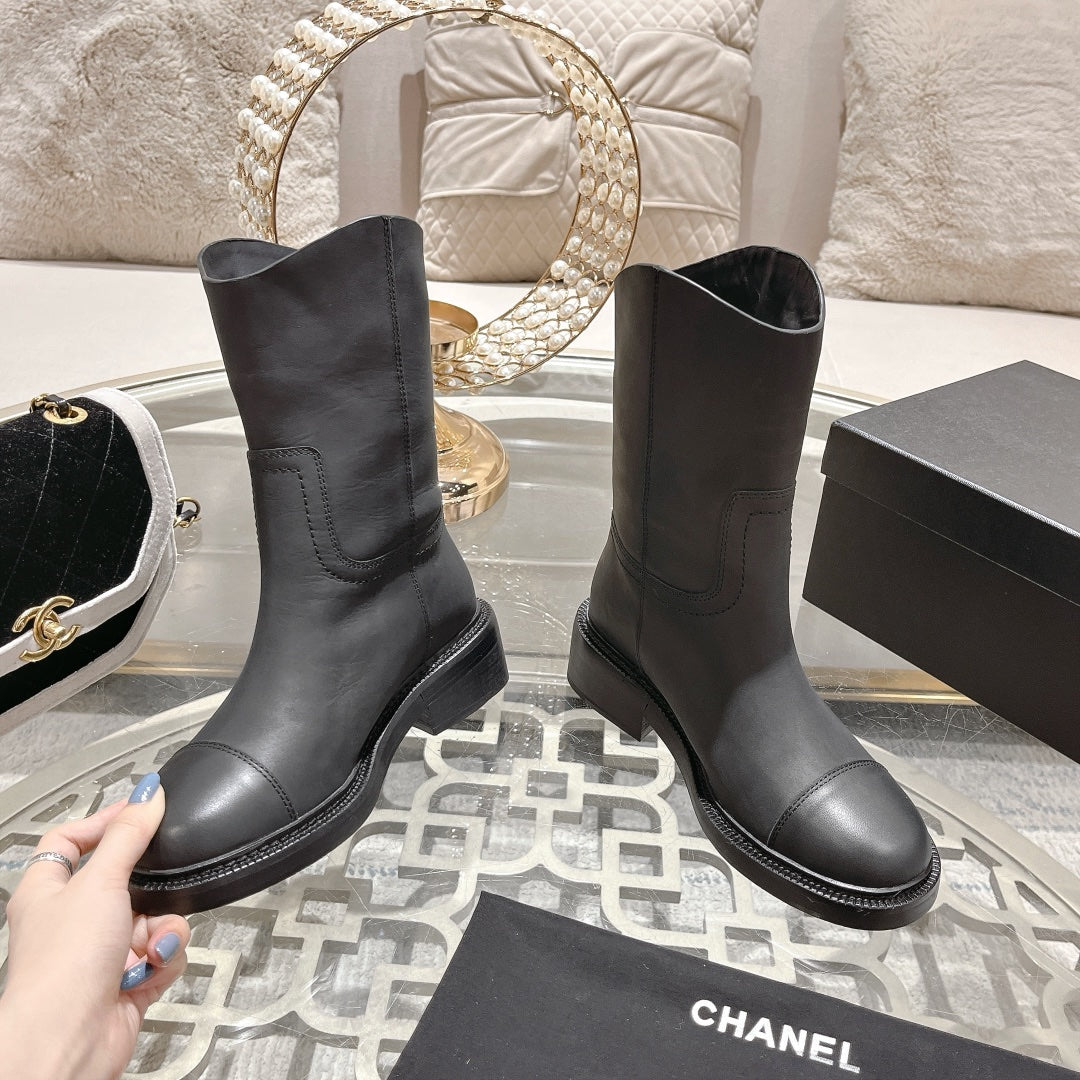 CHANEL Ankle Boots 40mm Black Cowhide