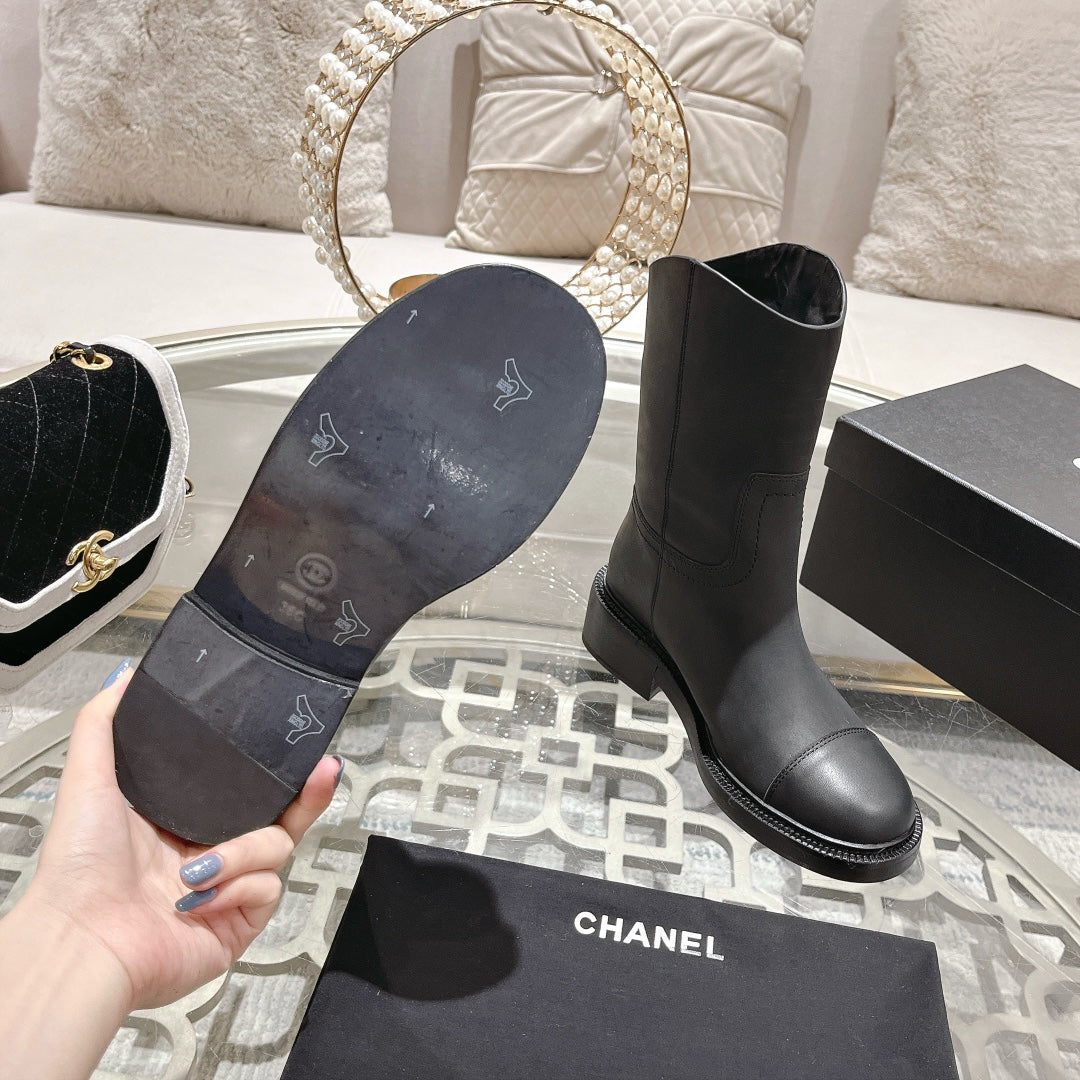 CHANEL Ankle Boots 40mm Black Cowhide