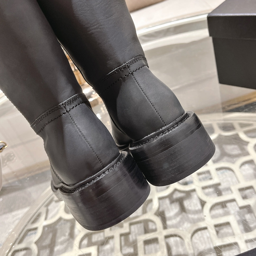 CHANEL Ankle Boots 40mm Black Cowhide