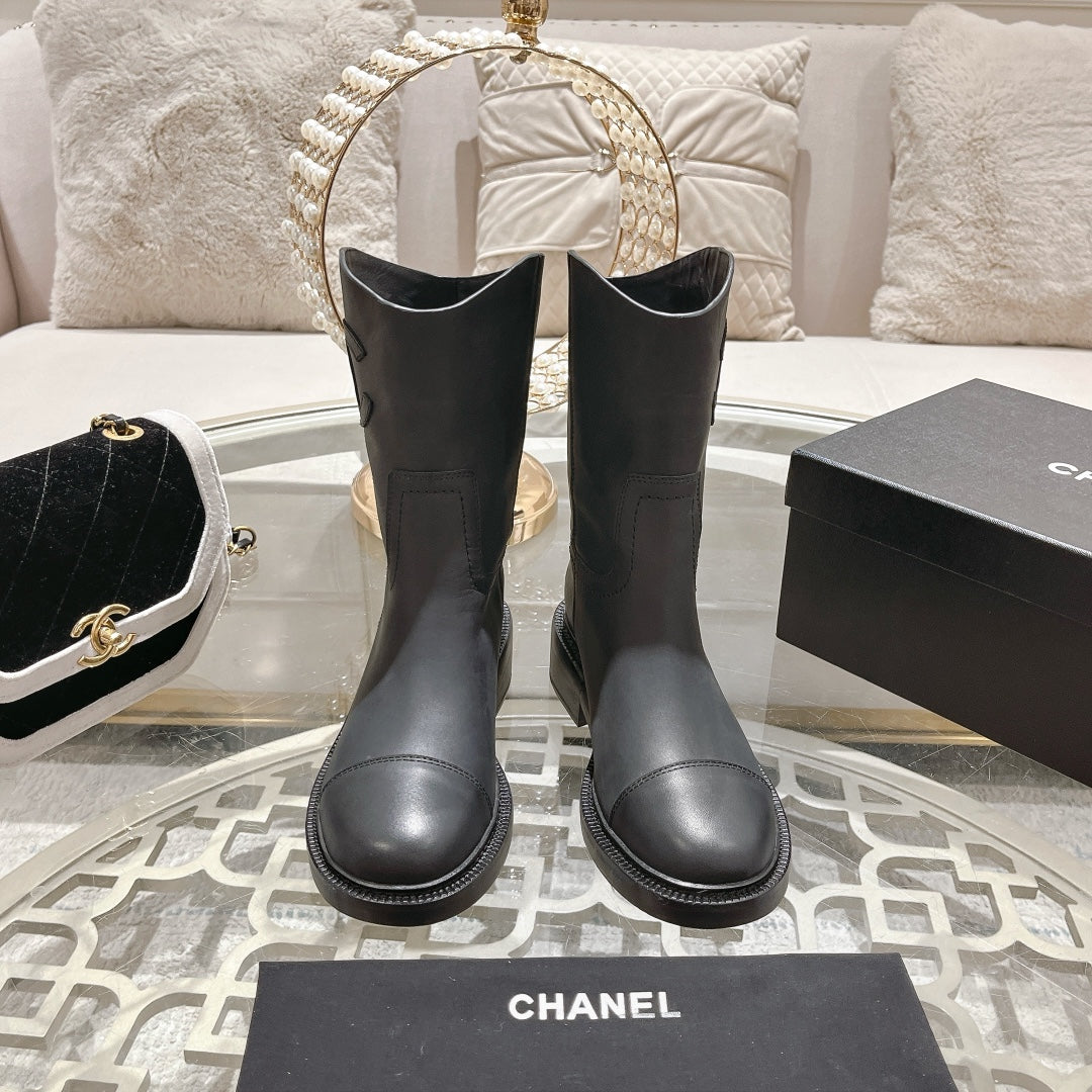 CHANEL Ankle Boots 40mm Black Cowhide