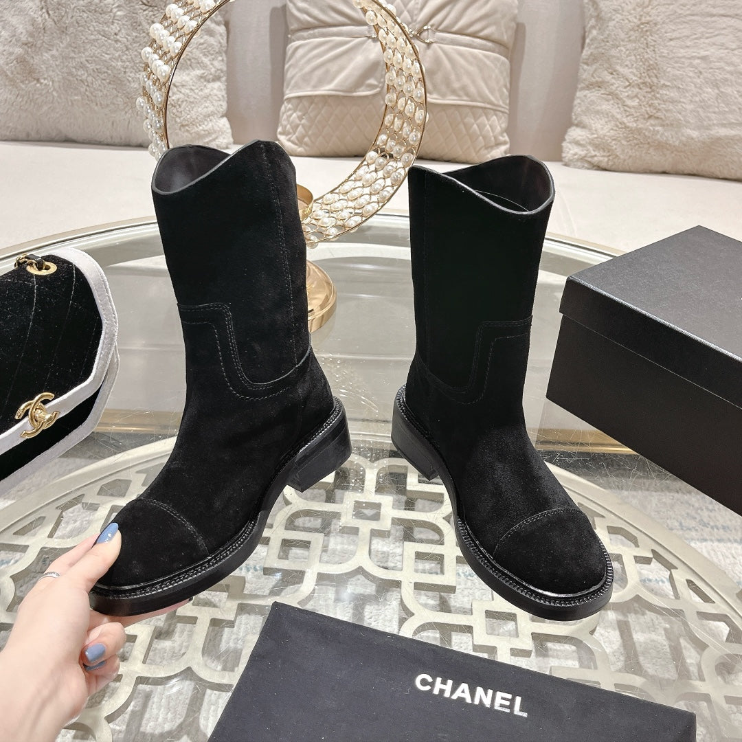 CHANEL Ankle Boots 40mm Black Suede
