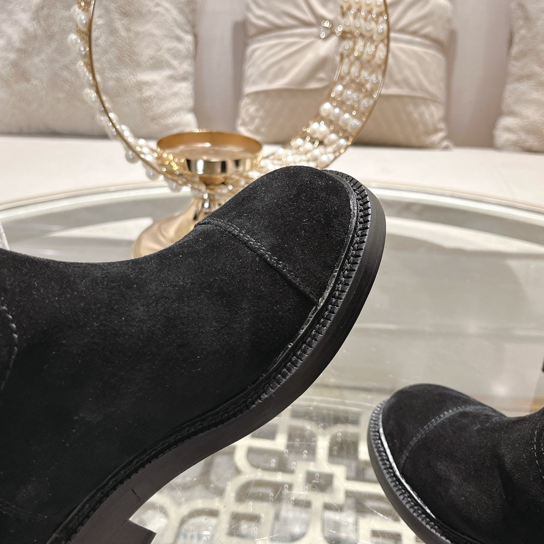 CHANEL Ankle Boots 40mm Black Suede