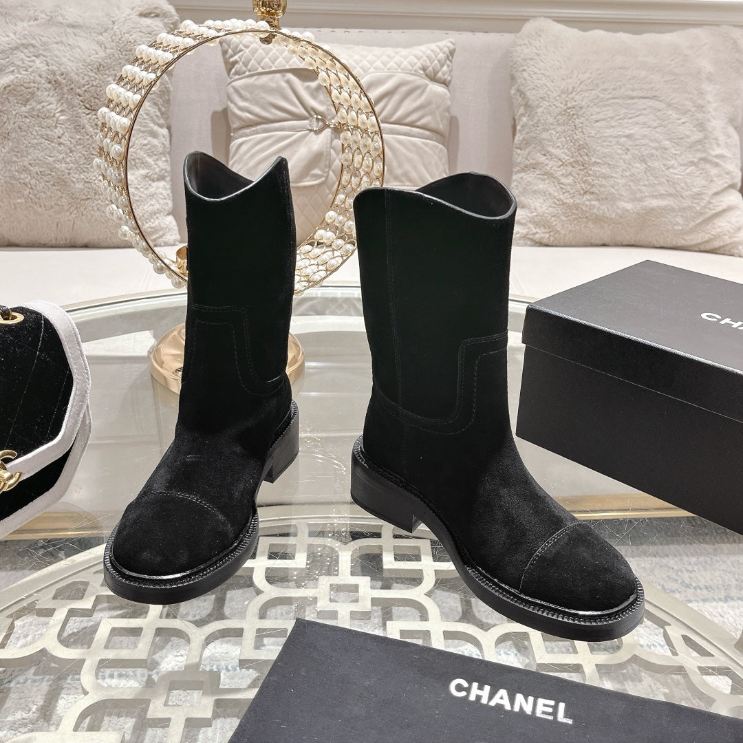 CHANEL Ankle Boots 40mm Black Suede