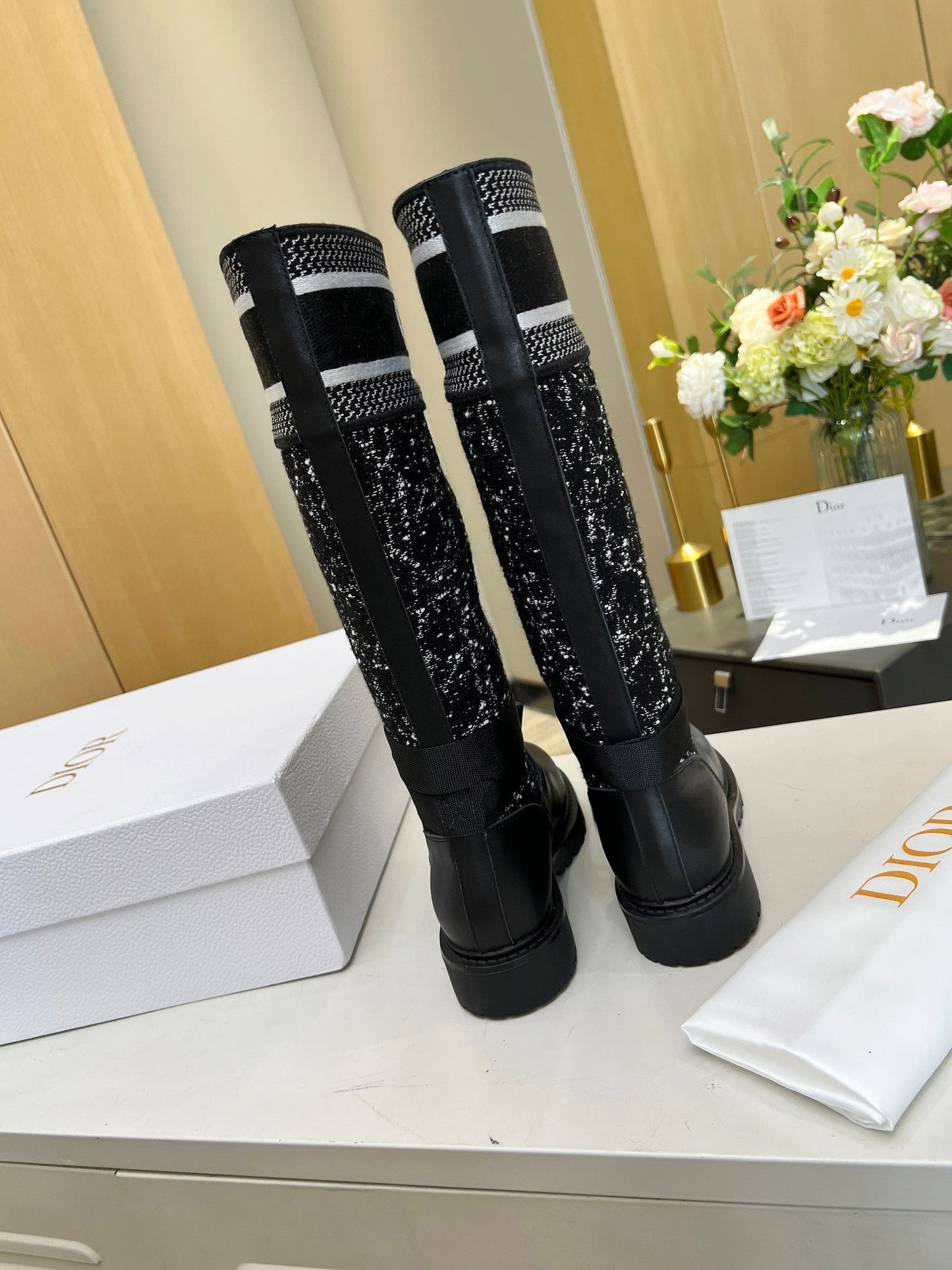 DIOR D-Major Boot In Black Denim Fabric And Lambskin 107716