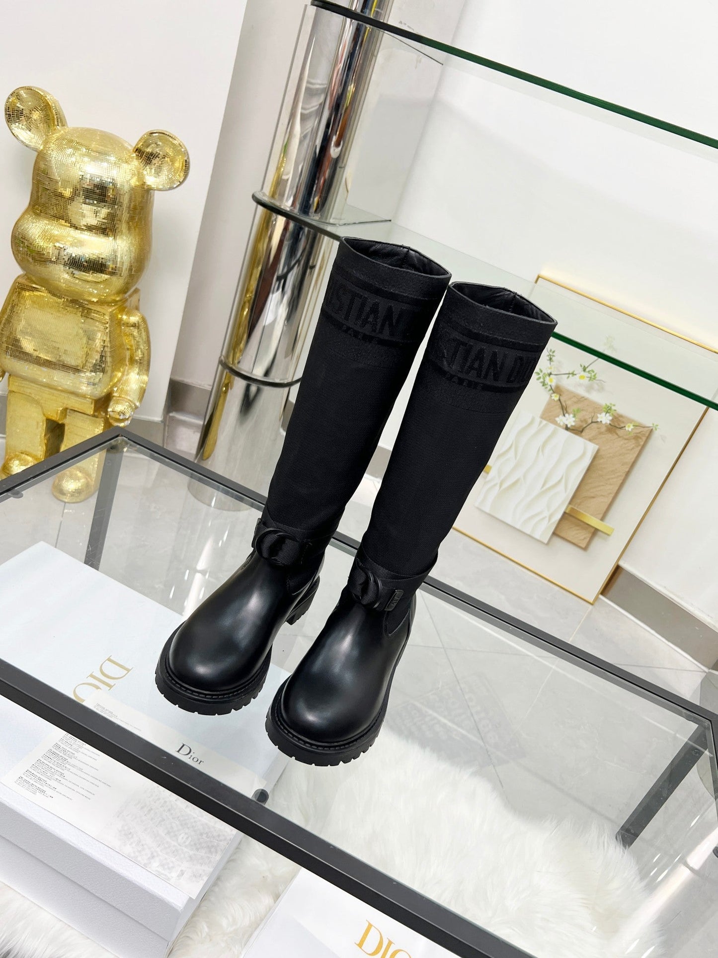 DIOR D-Major Boot In Black Stretch Wool And Lambskin 107721