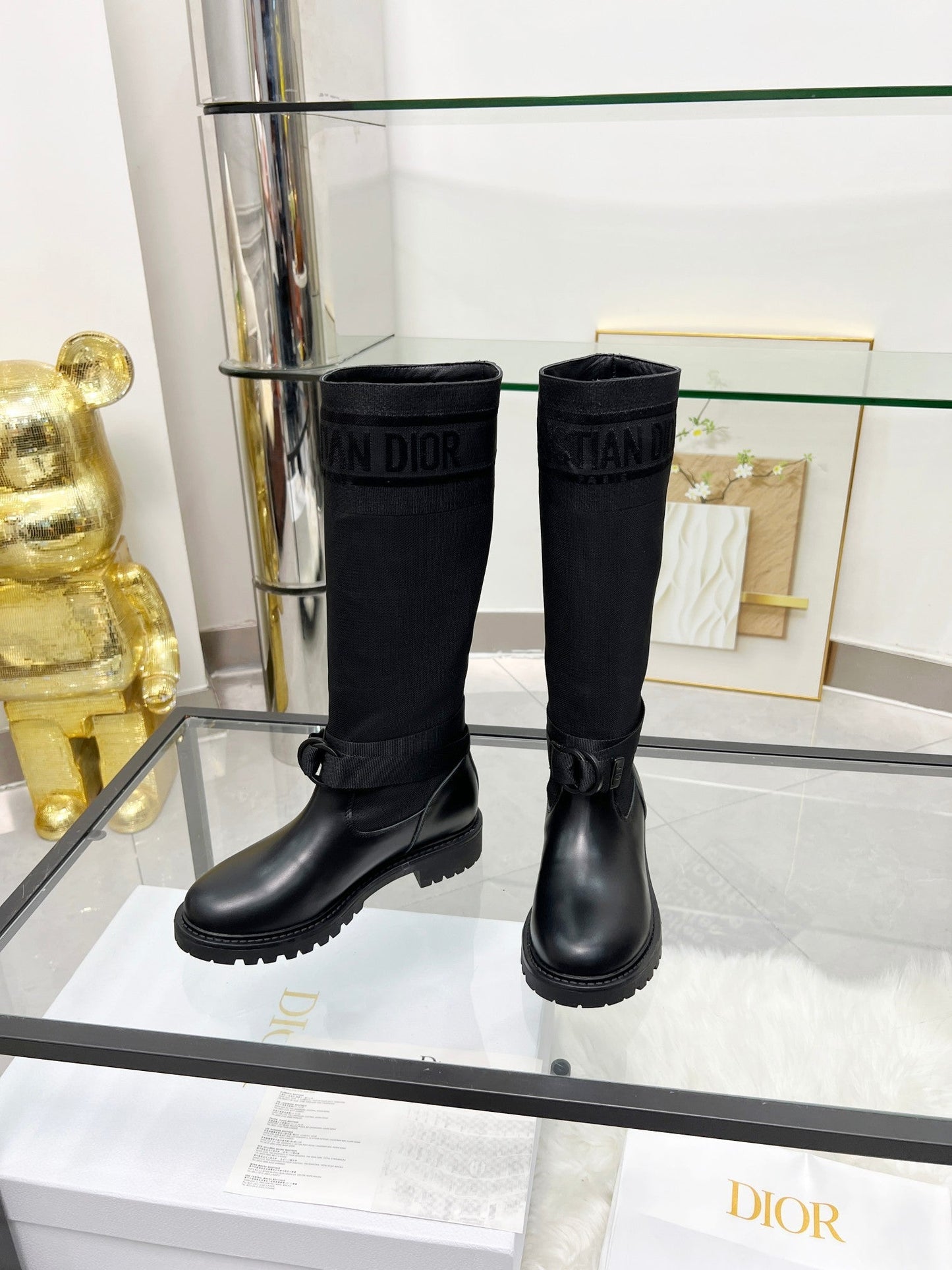 DIOR D-Major Boot In Black Stretch Wool And Lambskin 107721