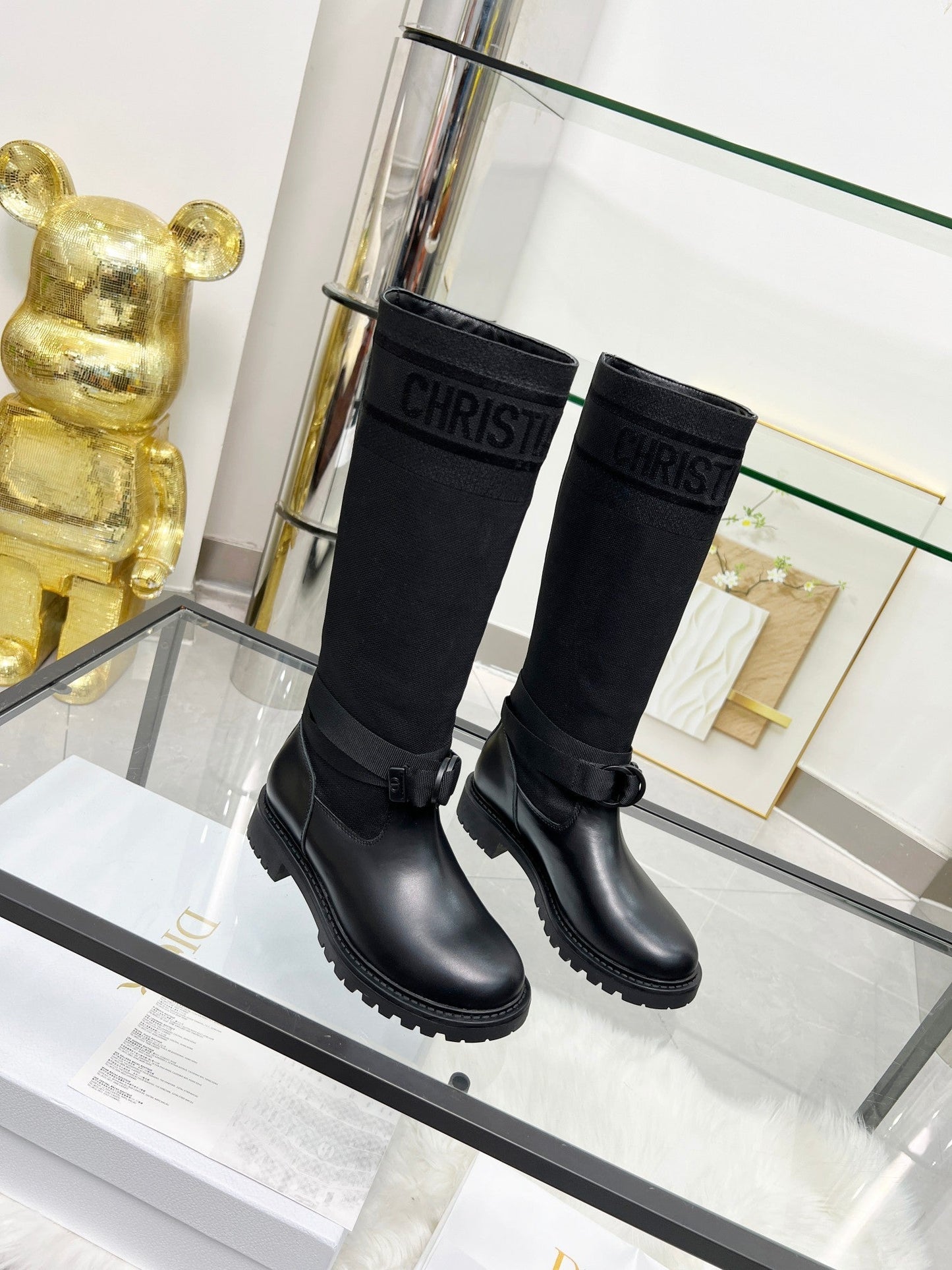 DIOR D-Major Boot In Black Stretch Wool And Lambskin 107721