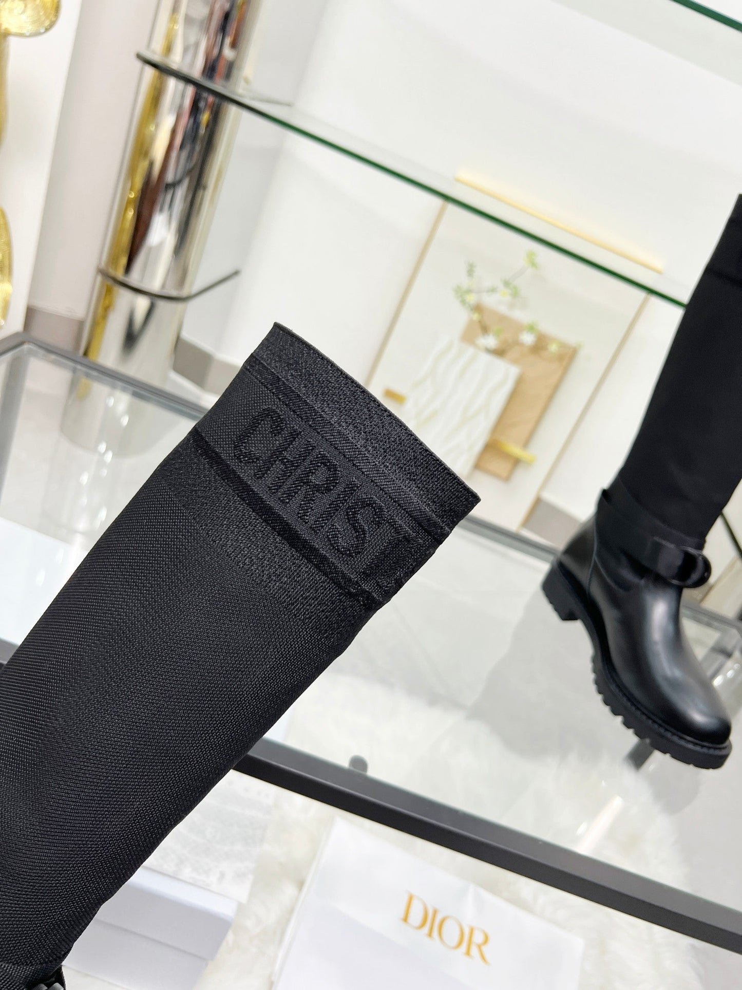 DIOR D-Major Boot In Black Stretch Wool And Lambskin 107721