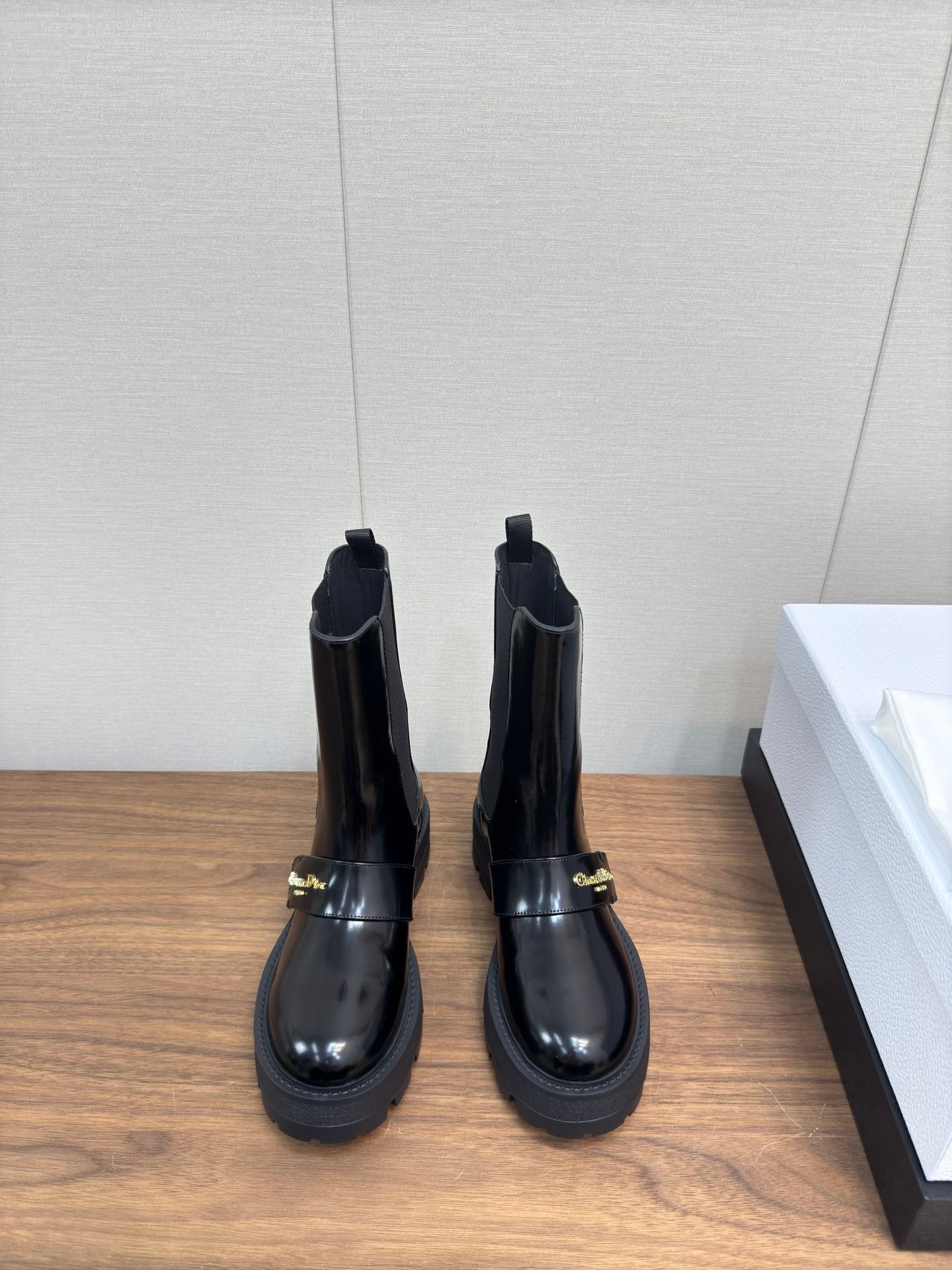 DIOR D-Quest Ankle Boot 40mm In Glossy Black Calfskin 112937