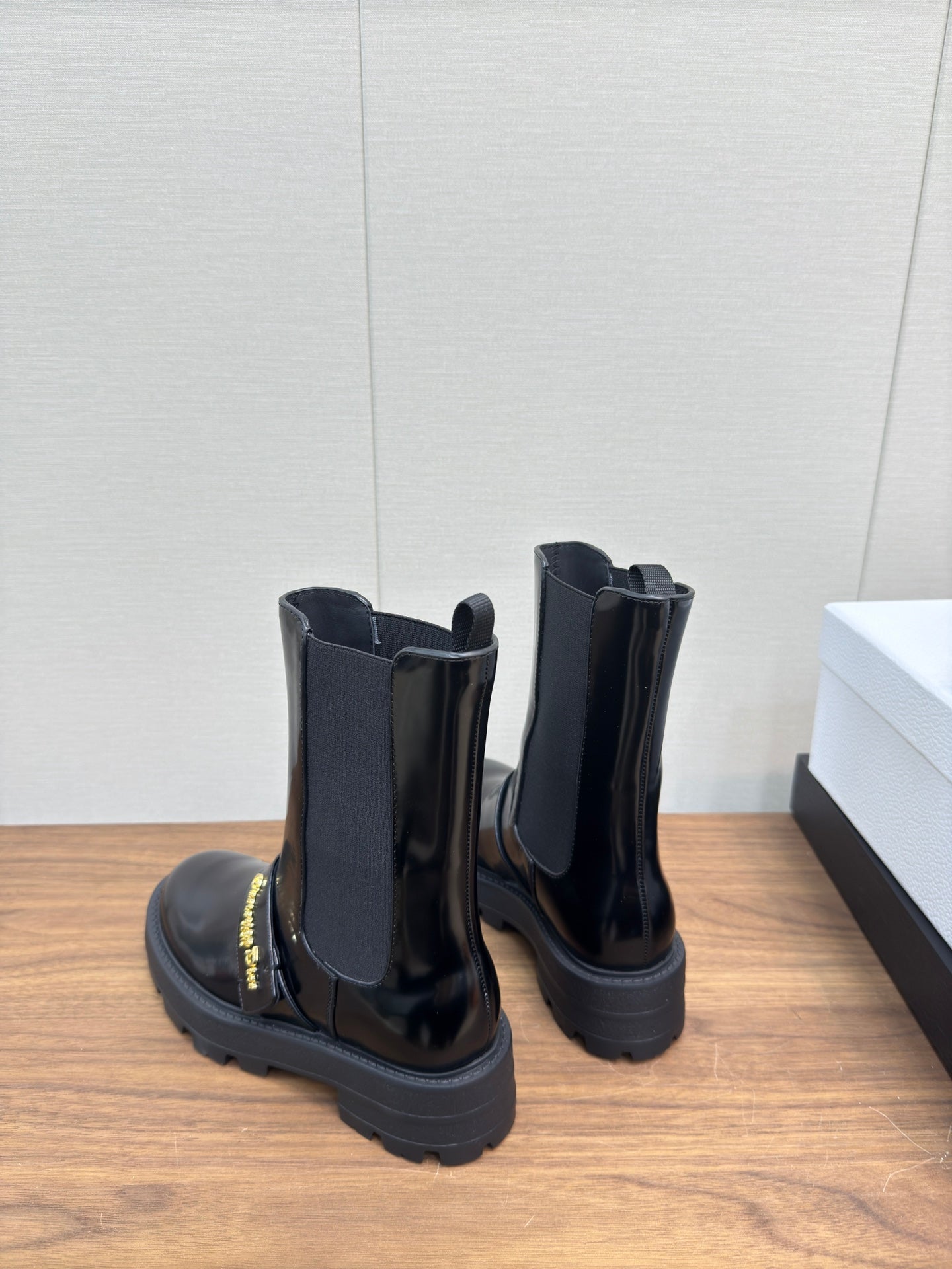 DIOR D-Quest Ankle Boot 40mm In Glossy Black Calfskin 112937