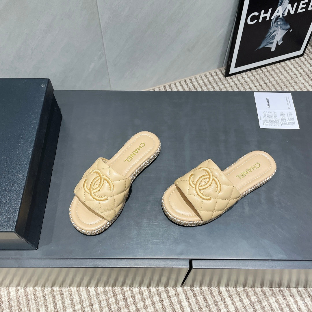CHANEL 25 Espadrilles Sandal Quilted Calfskin