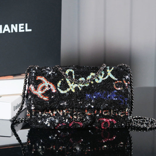 CHANEL 24S Flap Bag 20cm Multicolor Sequin Calfskin