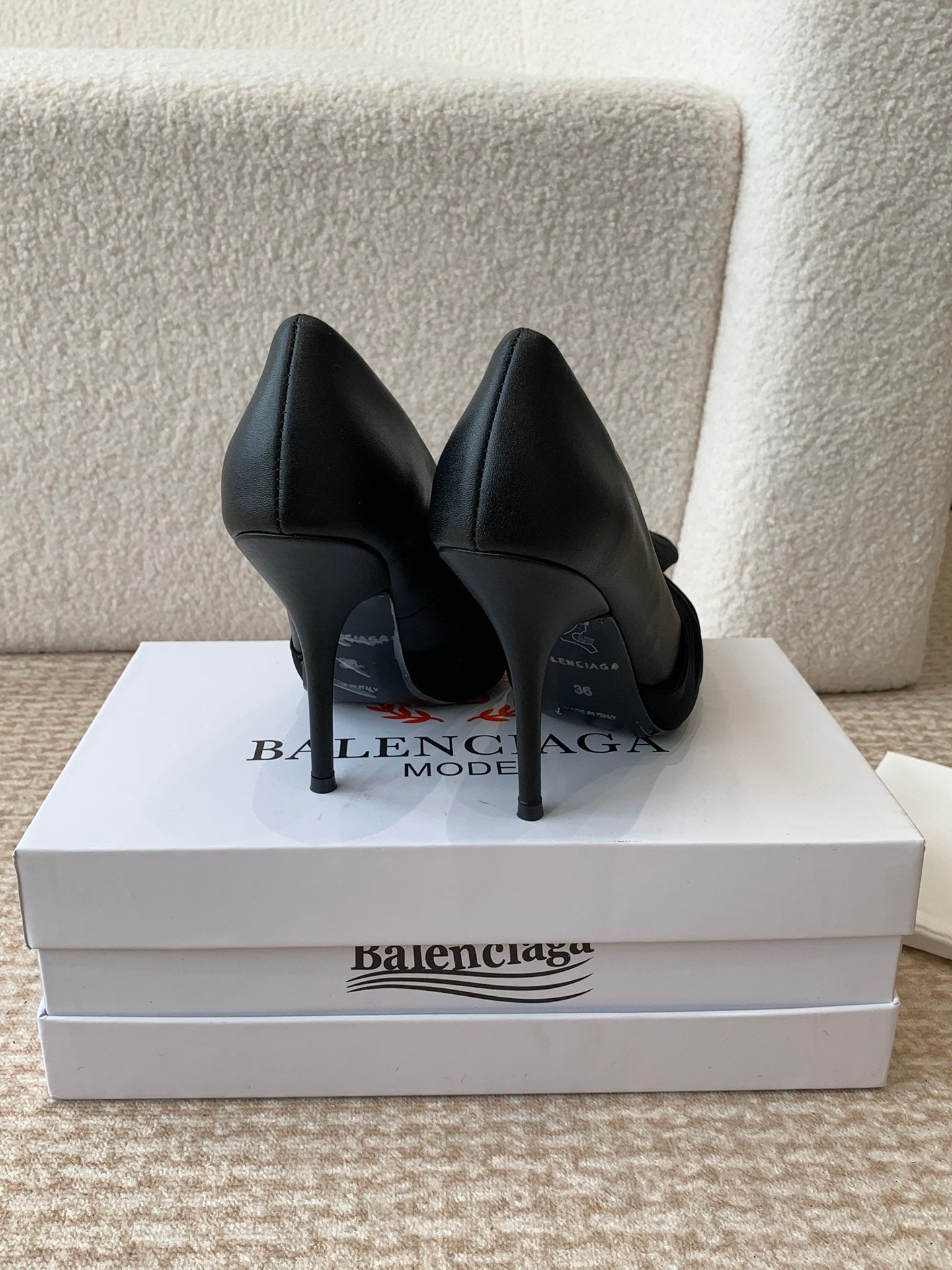 Balanciaga KNIFE CHEMISE HIGH PUMPS IN BLACK COTTON AND CALFSKIN