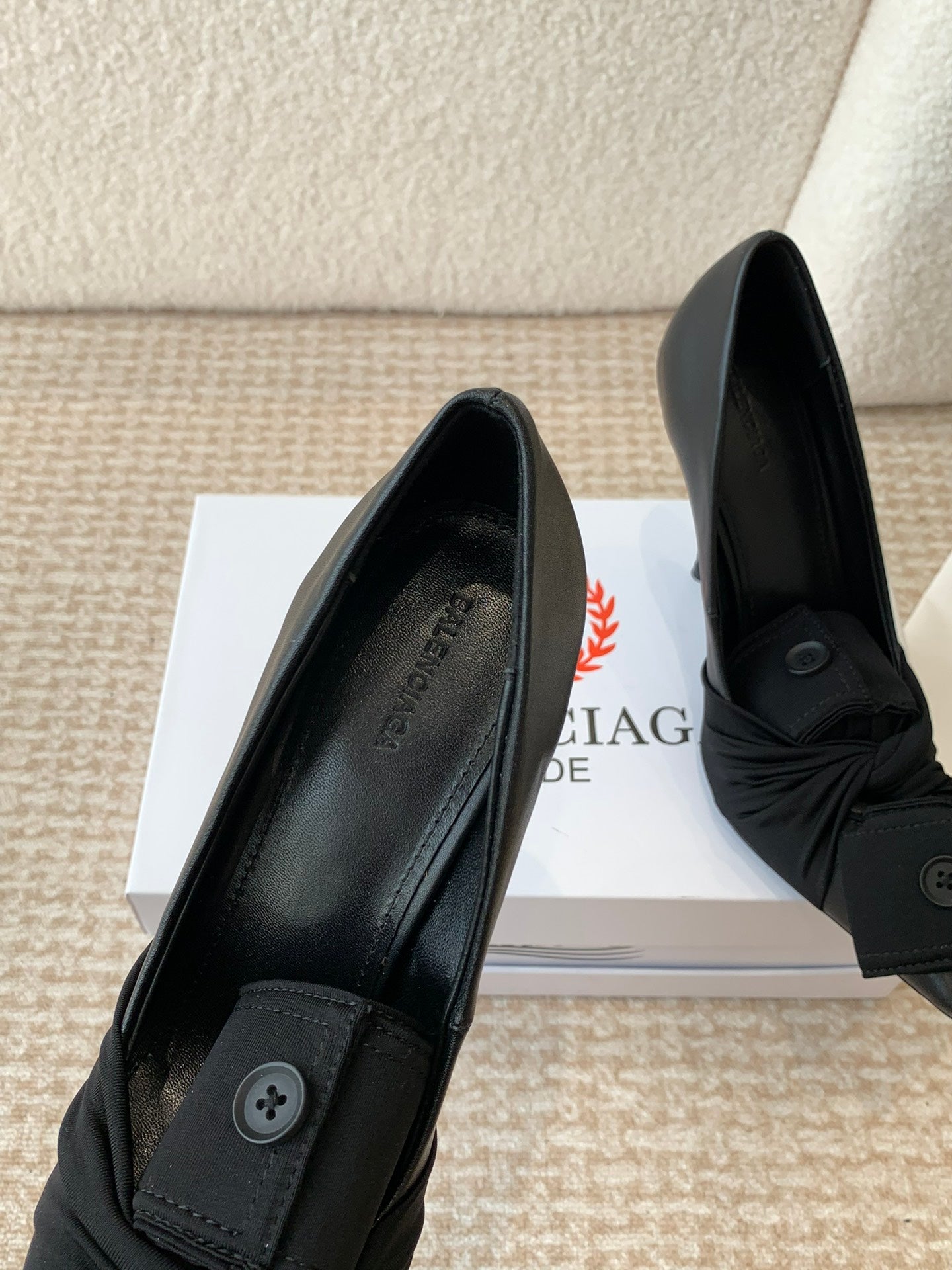 Balanciaga KNIFE CHEMISE HIGH PUMPS IN BLACK COTTON AND CALFSKIN