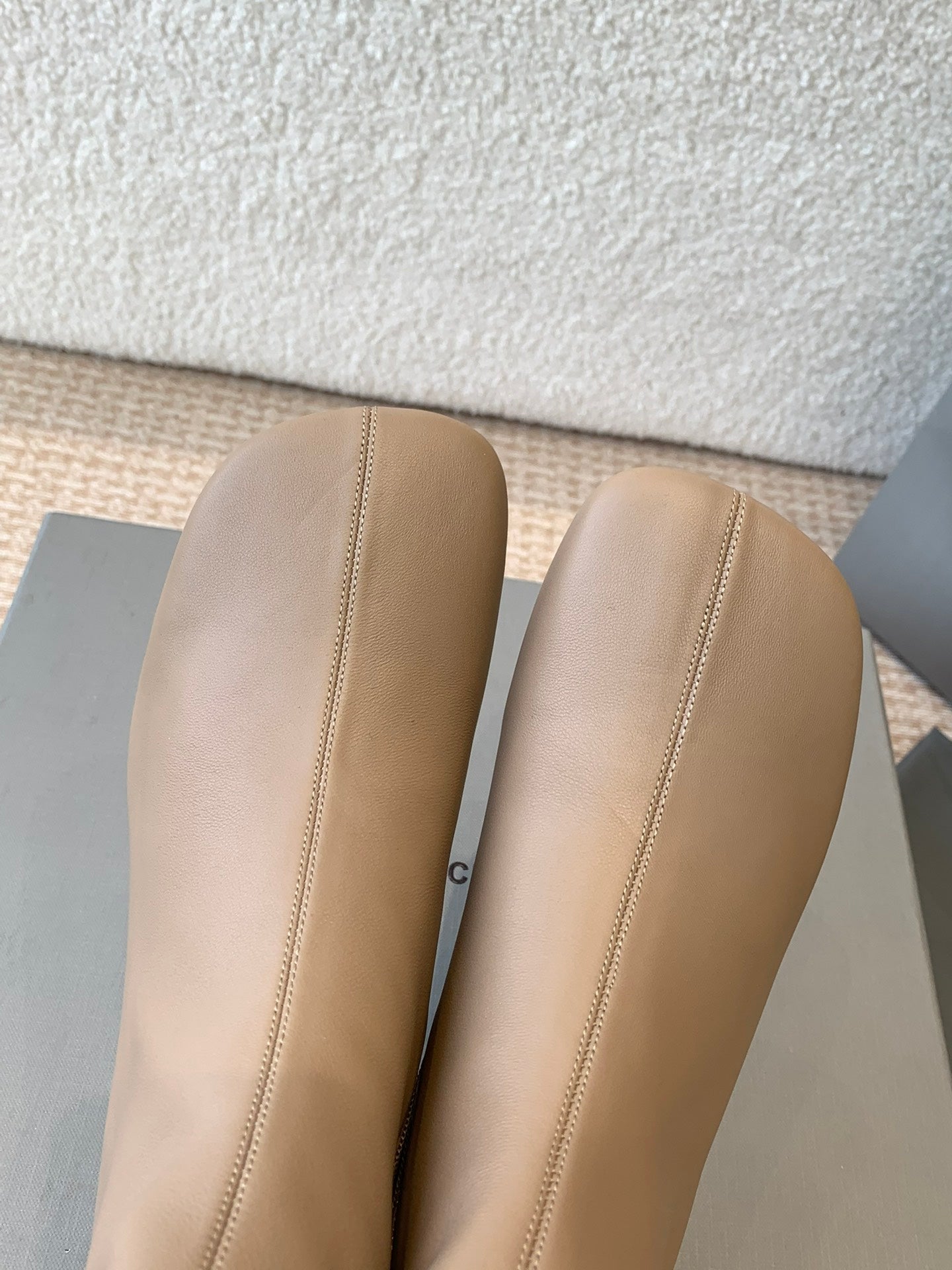 Balanciaga ANKLE BOOTS IN LIGHT BROWN LOGO EMBOSSED SOFT SHEEPSKIN
