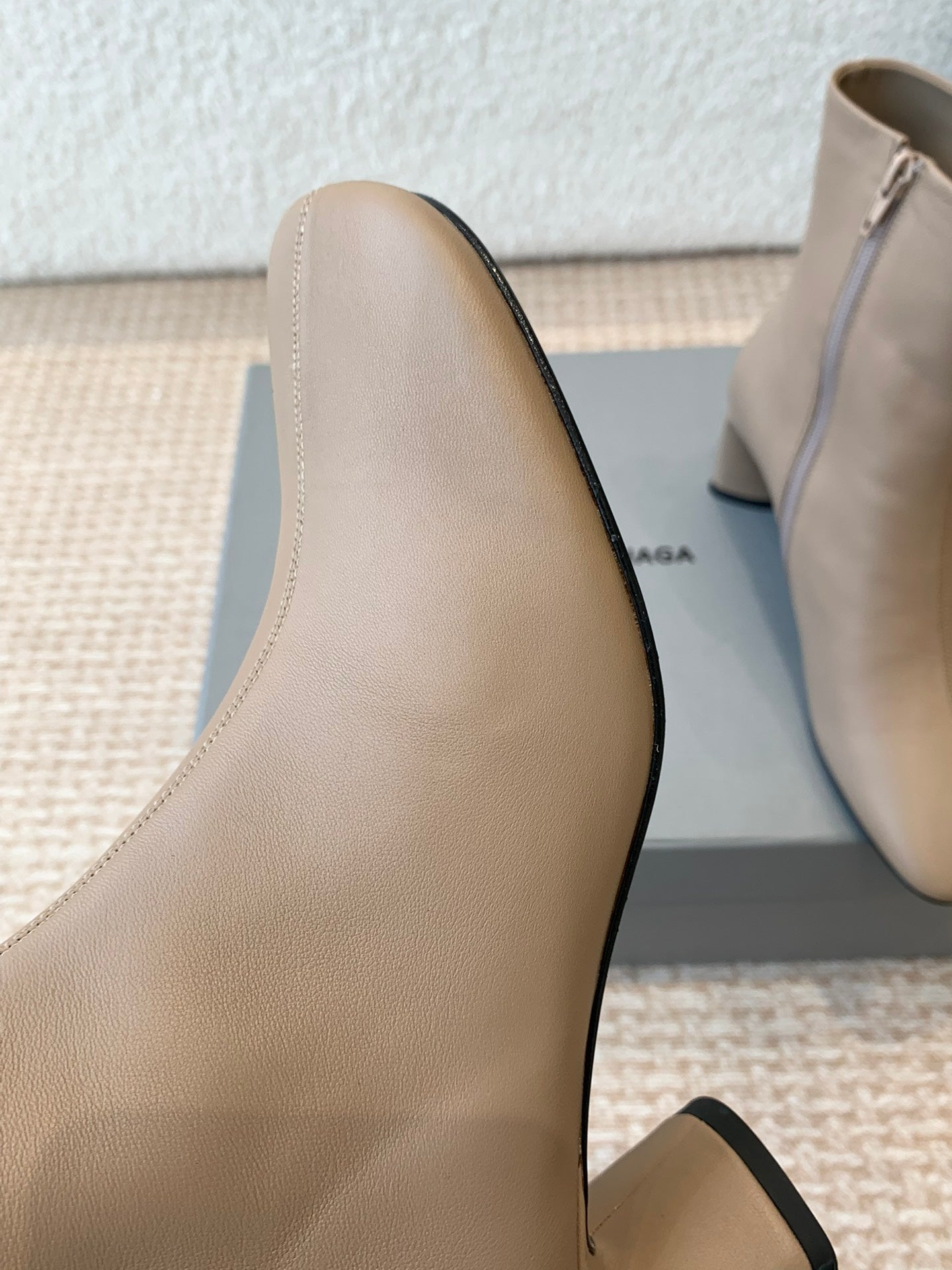 Balanciaga ANKLE BOOTS IN LIGHT BROWN LOGO EMBOSSED SOFT SHEEPSKIN