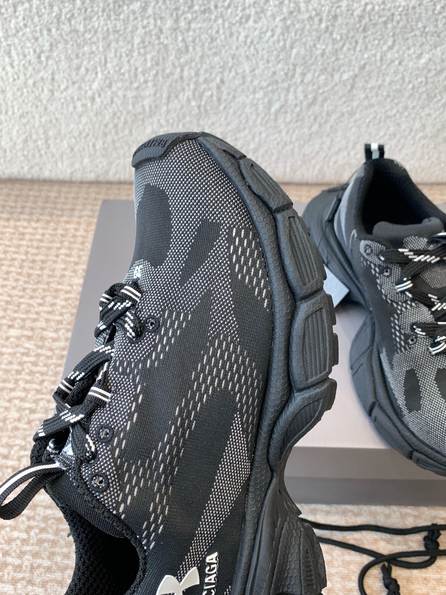 Balanciaga UNDER ARMOUR 3XL KNIT SNEAKER IN BLACK AND WHITE POLYESTER