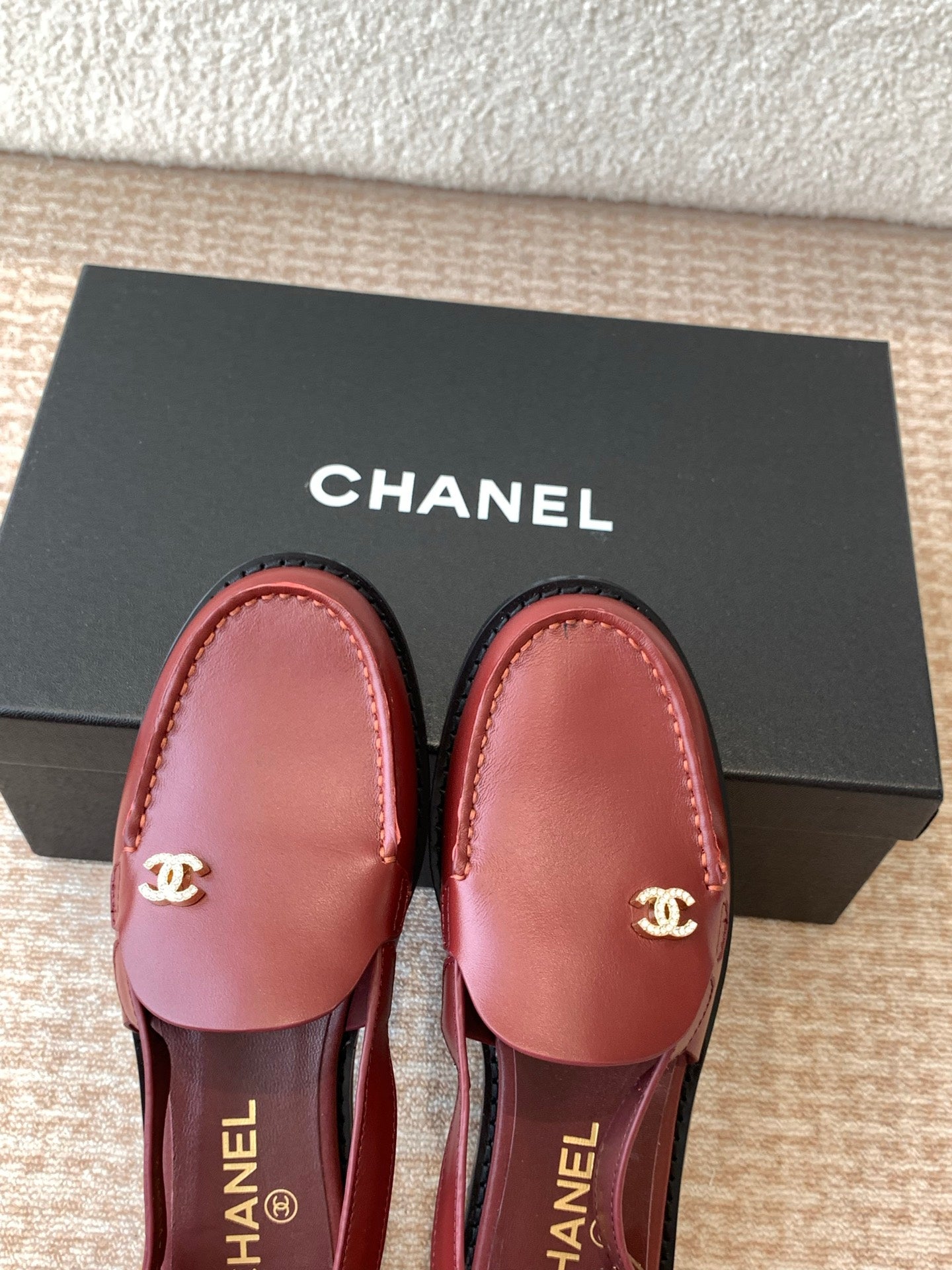 CHANEL 25S Slingback Loafer Dark Red Calfskin