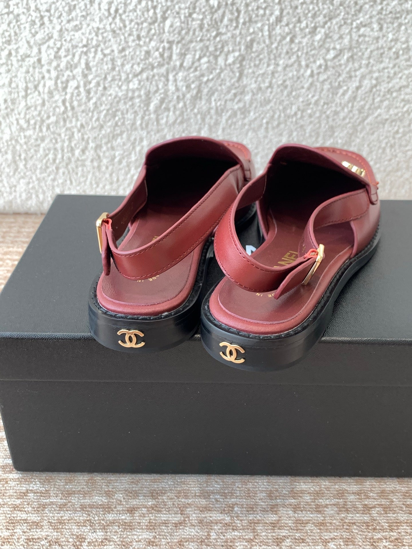CHANEL 25S Slingback Loafer Dark Red Calfskin