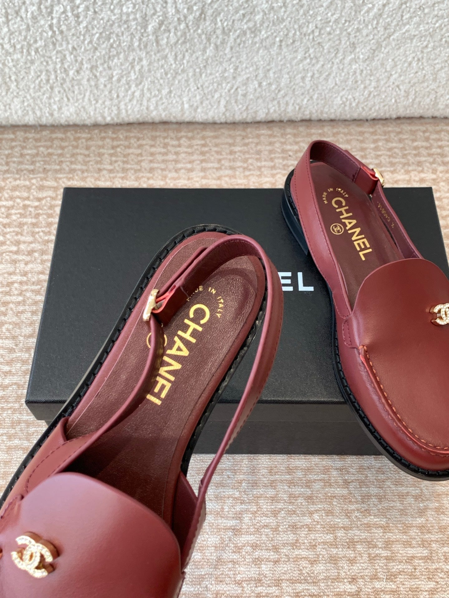 CHANEL 25S Slingback Loafer Dark Red Calfskin