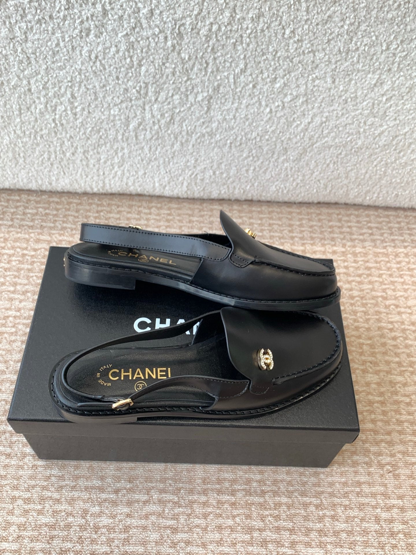 CHANEL 25S Slingback Loafer Black Calfskin