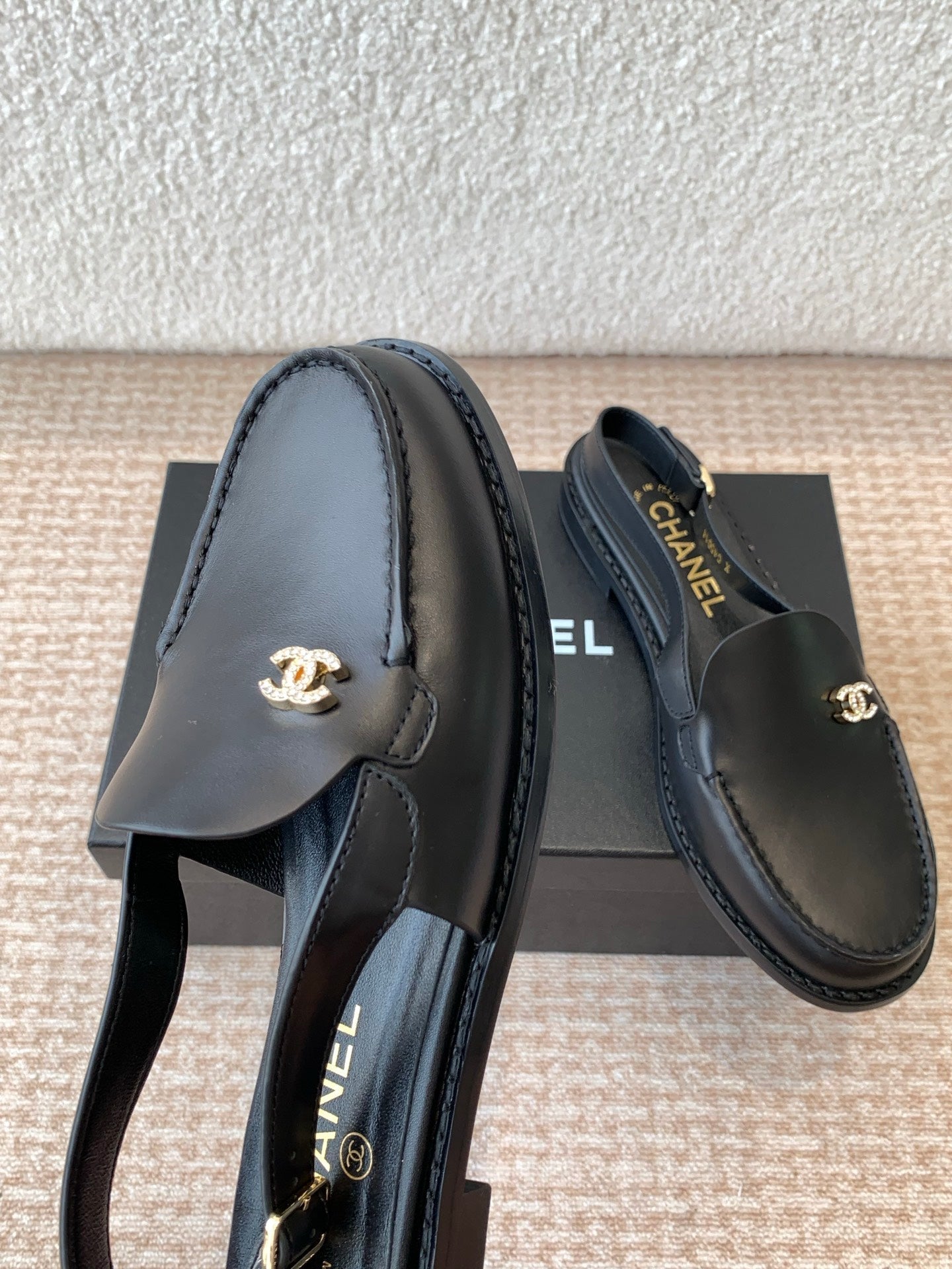 CHANEL 25S Slingback Loafer Black Calfskin