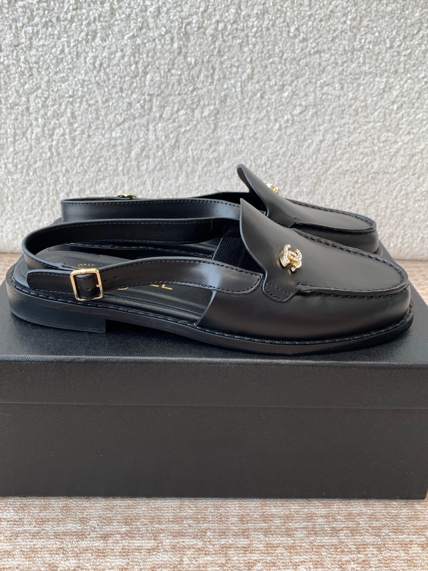 CHANEL 25S Slingback Loafer Black Calfskin