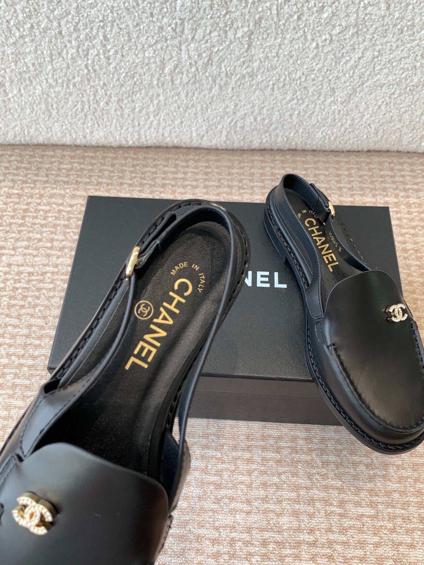 CHANEL 25S Slingback Loafer Black Calfskin