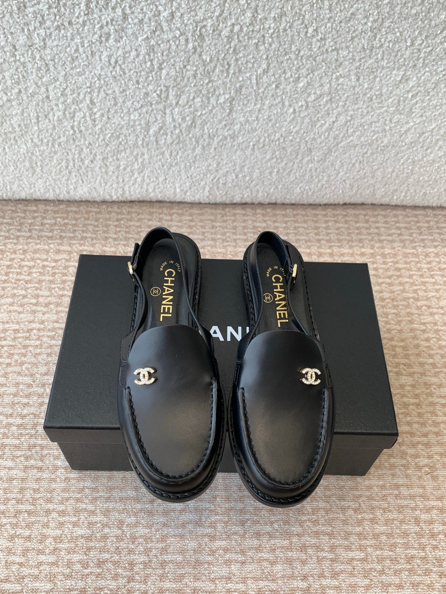 CHANEL 25S Slingback Loafer Black Calfskin