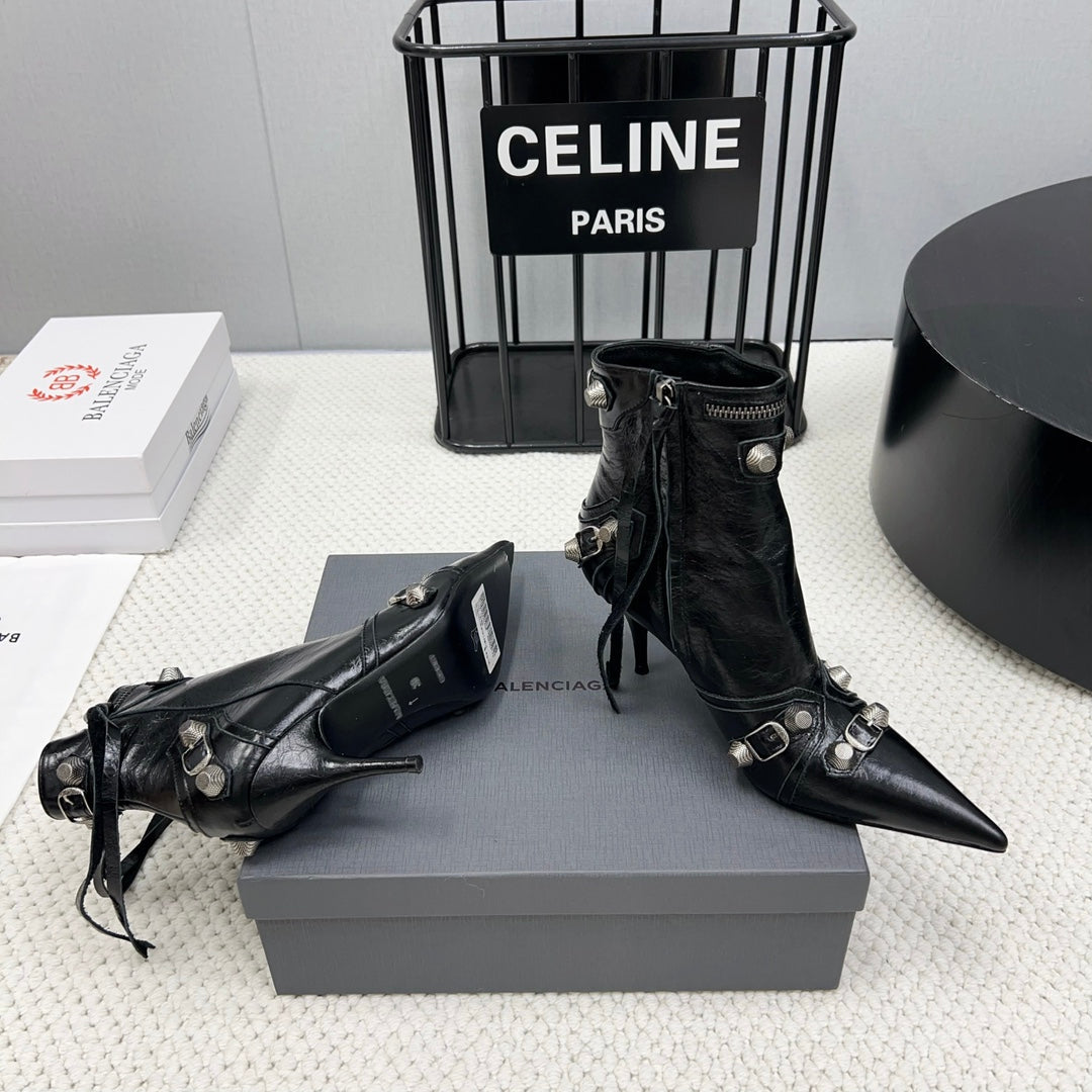 Balanciaga CAGOLE HIGH BOOTS IN BLACK LAMBSKIN