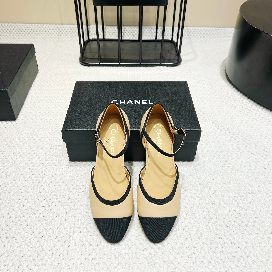 CHANEL 25 Slingback Flat Grosgrain Calfskin