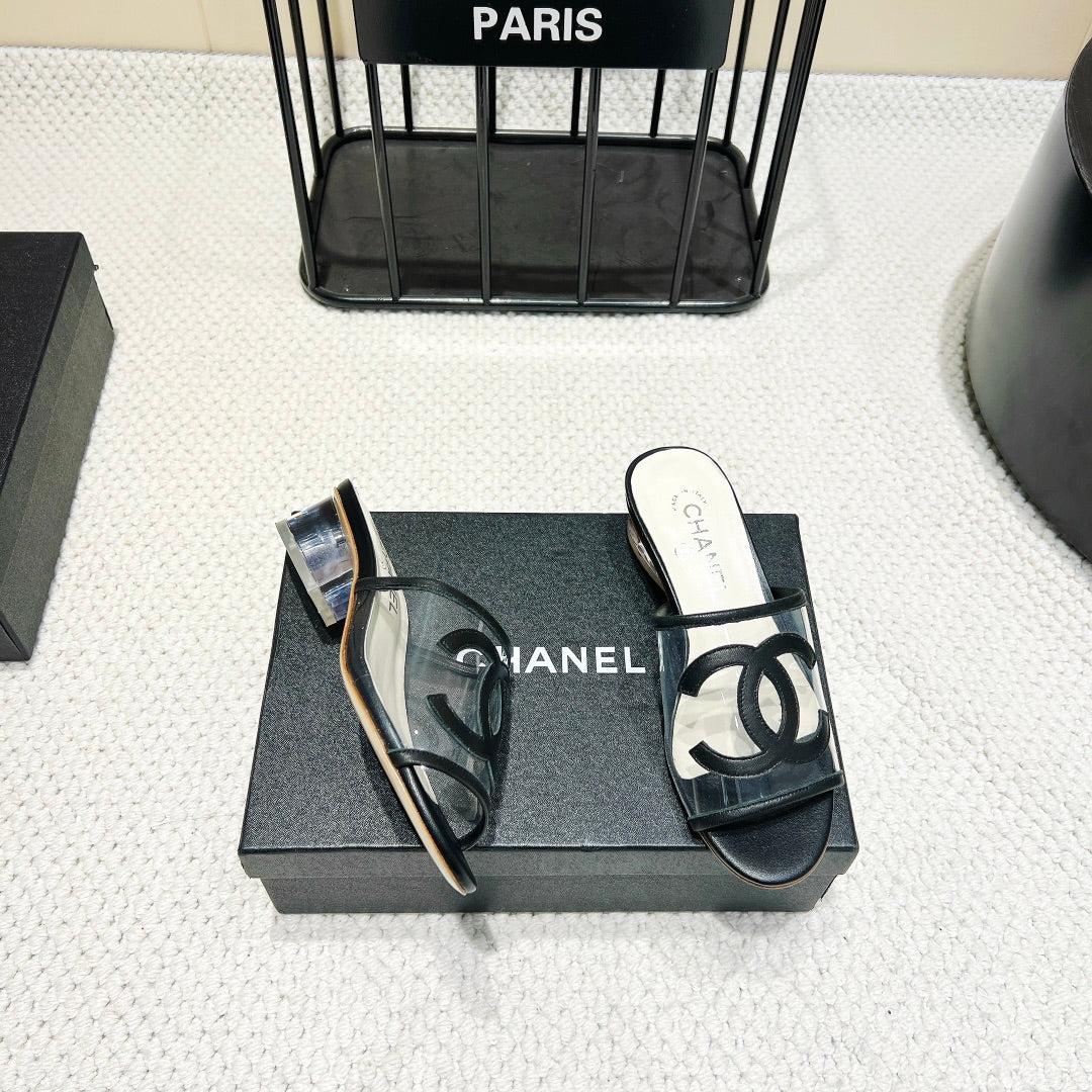 CHANEL 25 Mule 3cm PVC Calfskin