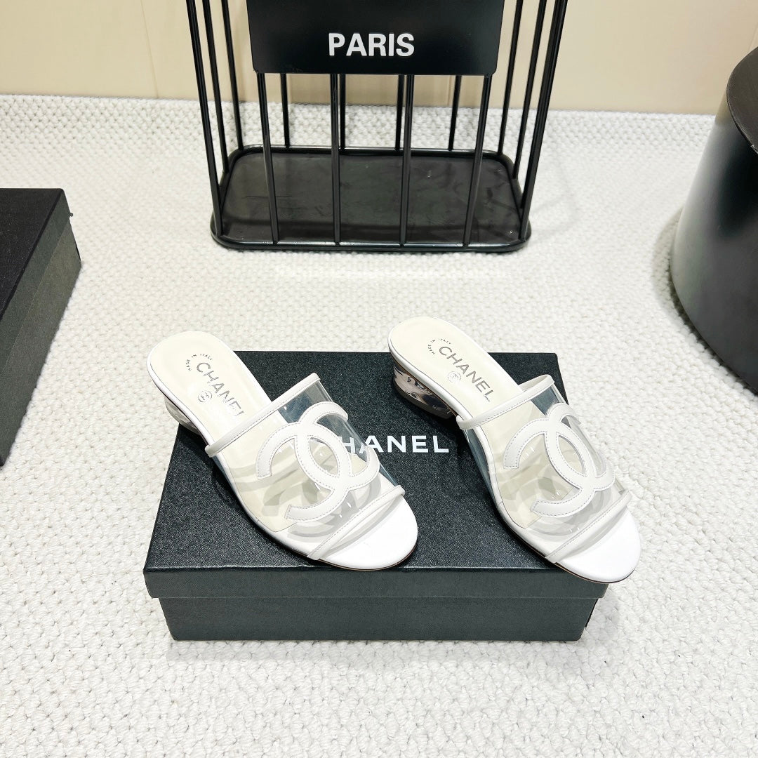 CHANEL 25 Mule 3cm PVC Calfskin