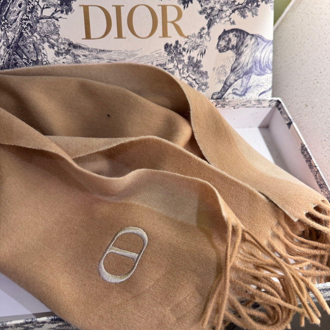 DIOR SCARF 180 CM IN CAMEL BEIGE CASHMERE AND WOOL 408838