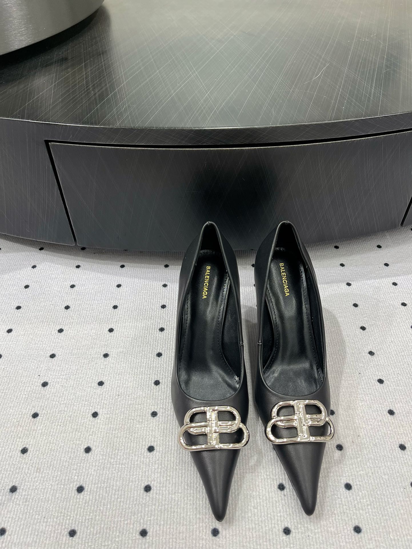 Balanciaga HEELED PUMPS 65 MM IN BLACK SMOOTH LAMBSKIN SILVER HARDWARE