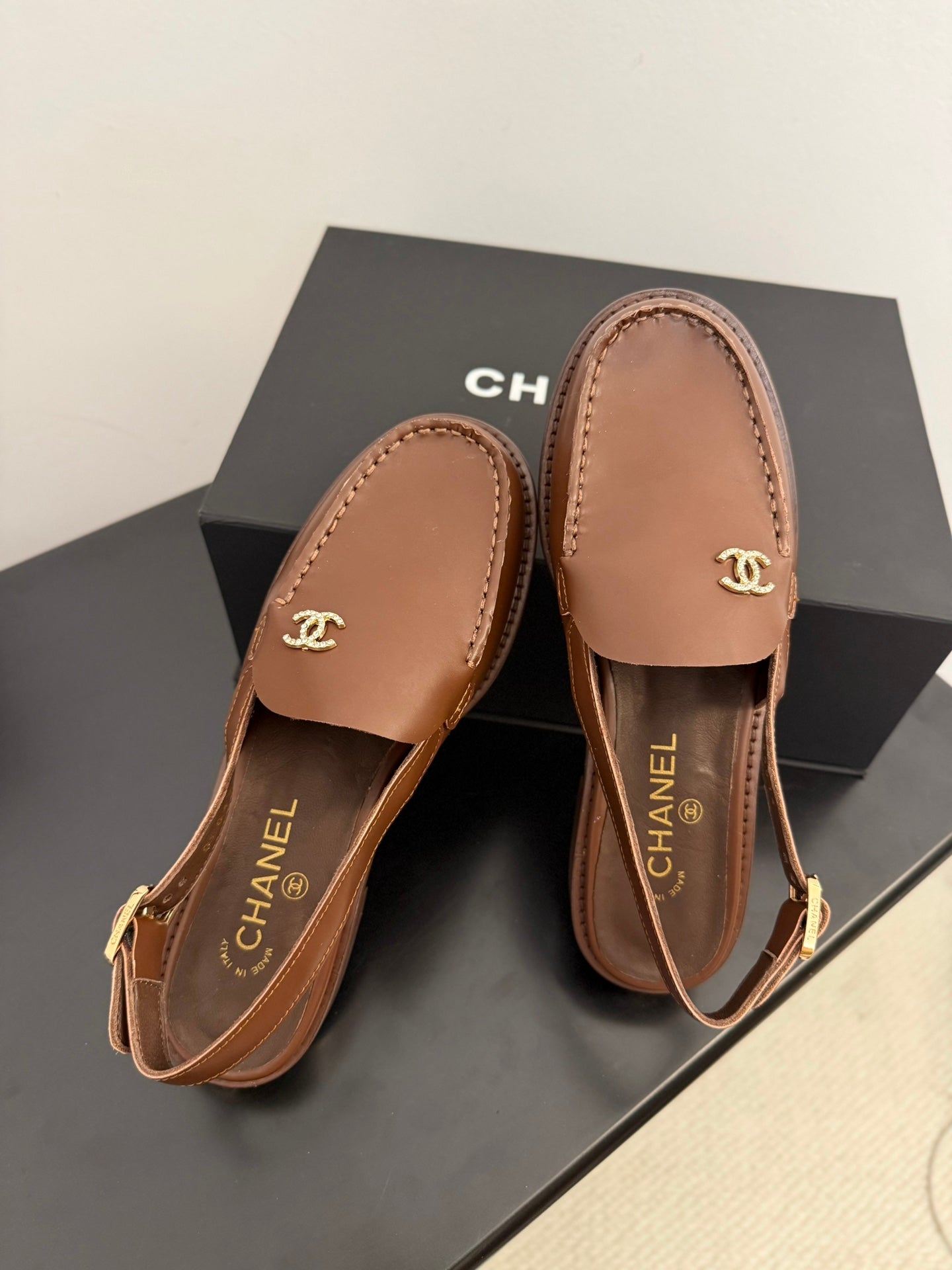 CHANEL 25S Slingback Loafer Chocolate Calfskin